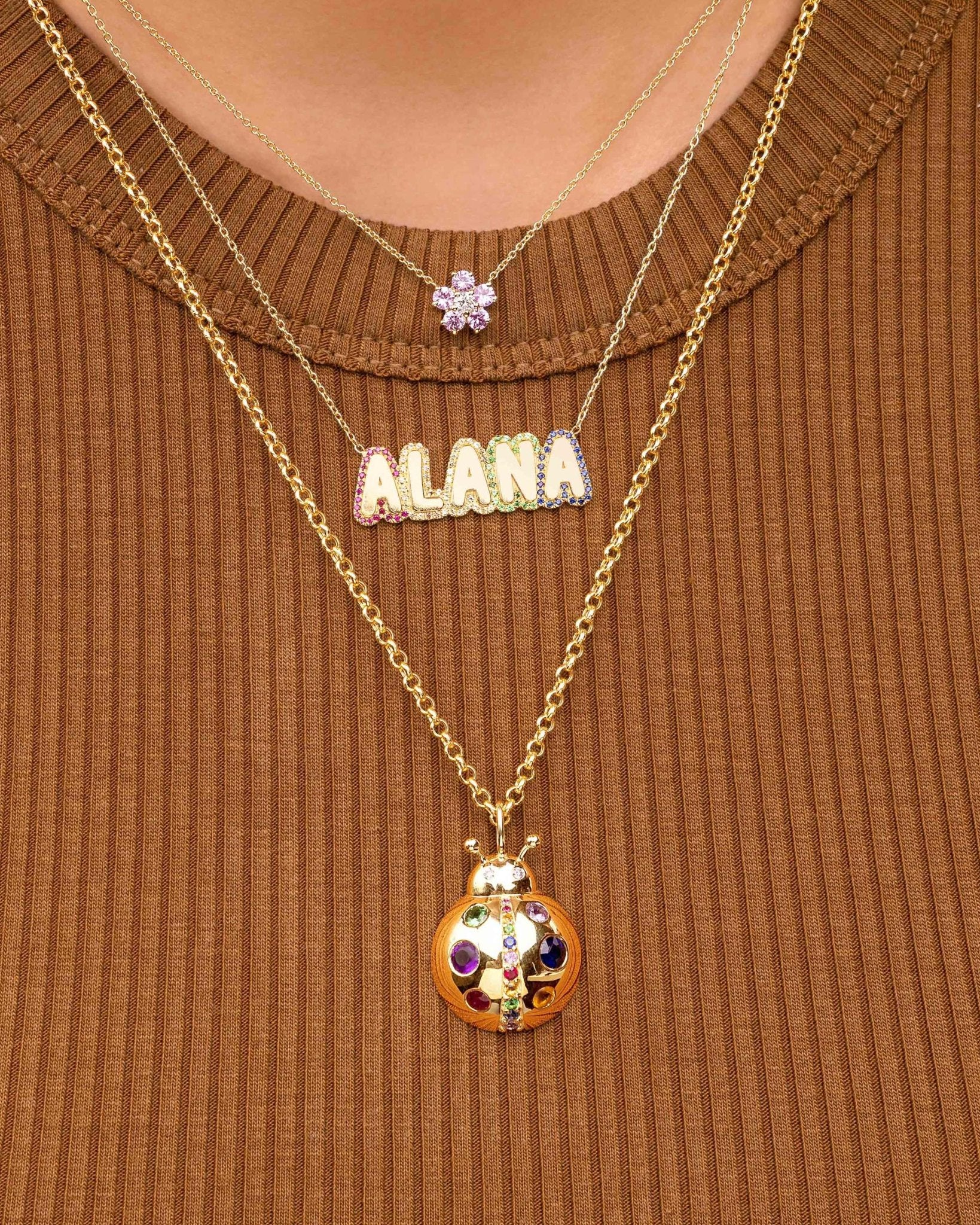 Rainbow Ladybug Necklace Charm - Sparkle Society