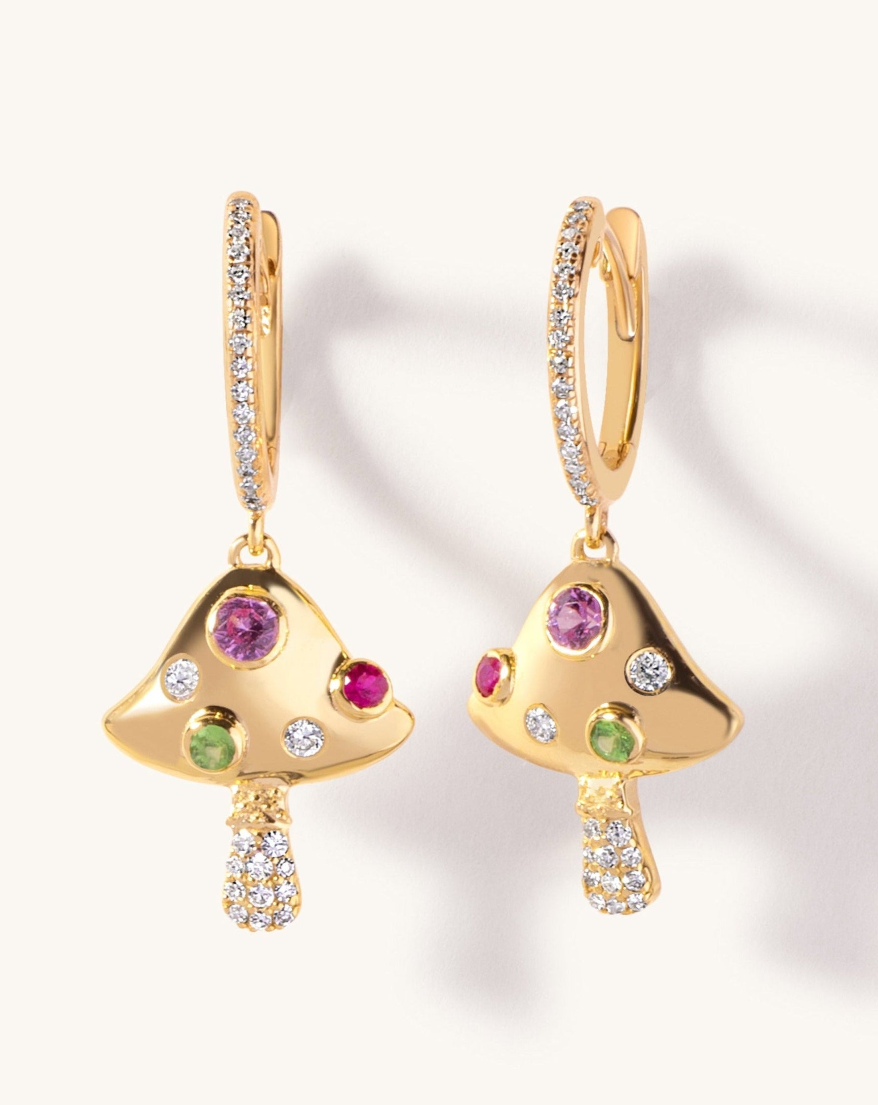 Rainbow Mushroom Huggie Earring - Sparkle Society