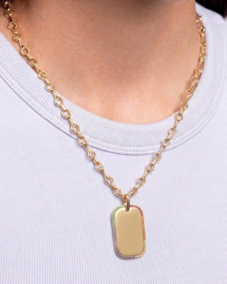 Rainbow Outline ID Tag - Sparkle Society