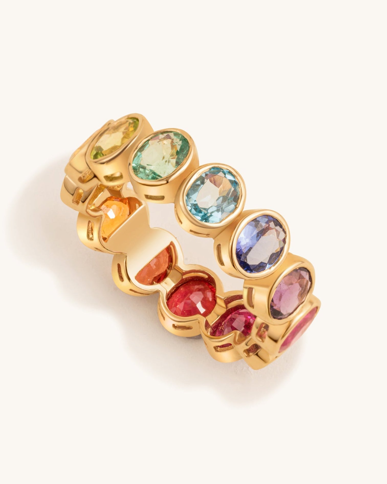 Rainbow Oval Bezel Ring - Sparkle Society