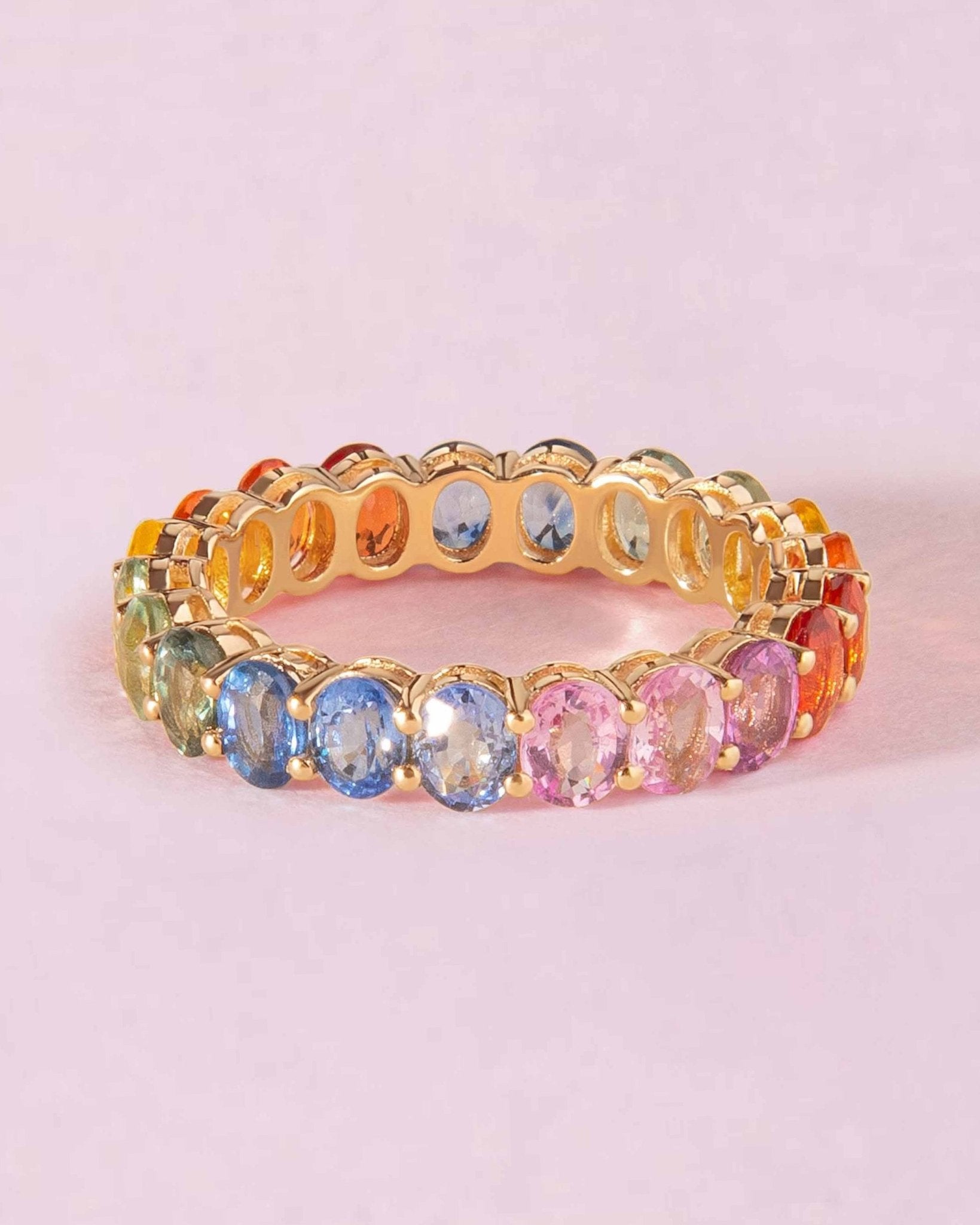 Rainbow Oval Gemstone Ring - Sparkle Society