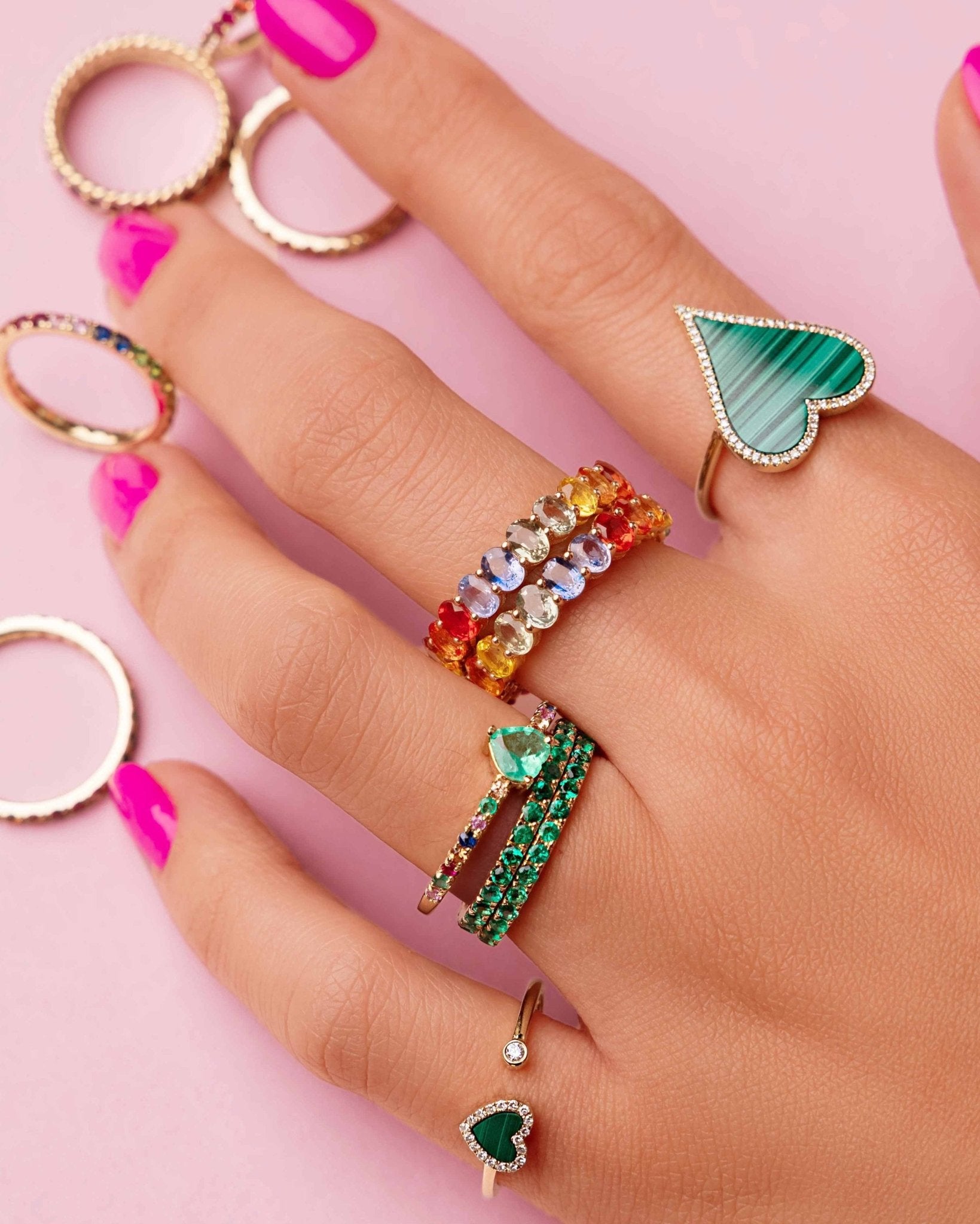 Rainbow Oval Gemstone Ring - Sparkle Society