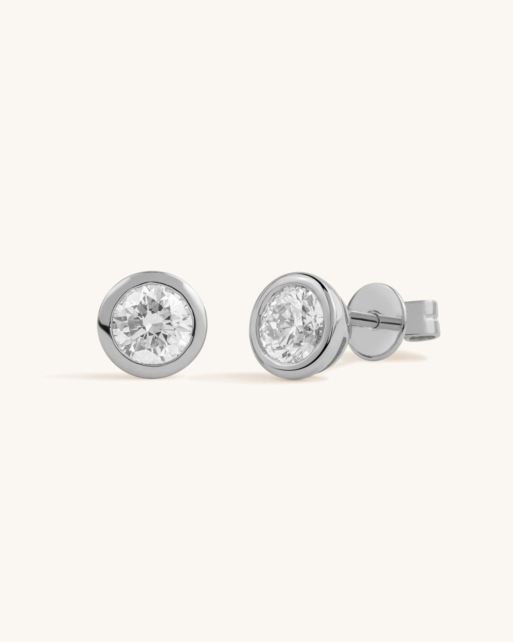 Round Diamond Bezel Studs - Sparkle Society