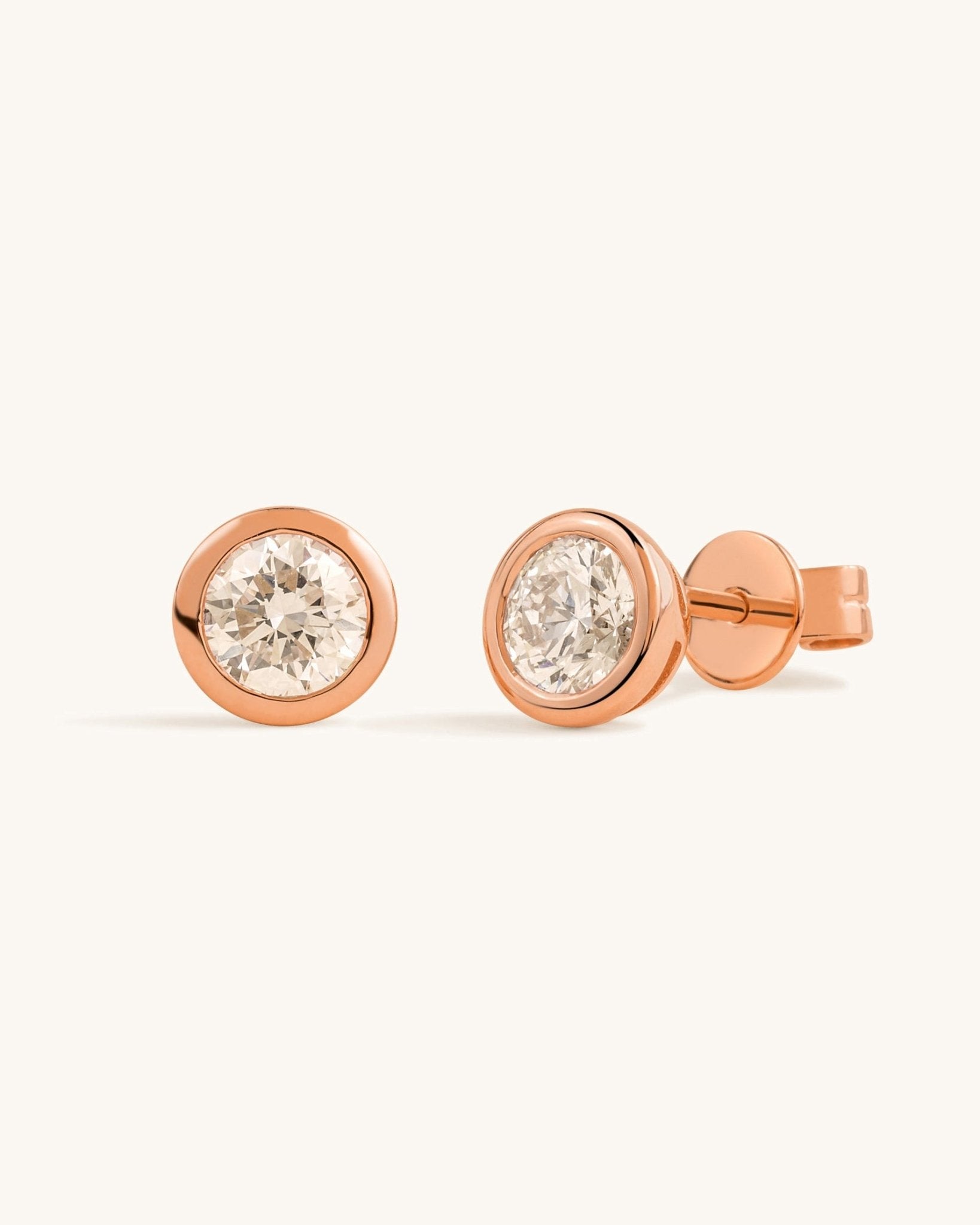 Round Diamond Bezel Studs - Sparkle Society