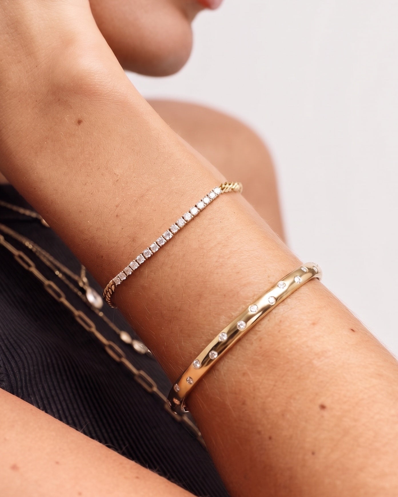 Scattered Diamond Inlay Bangle - Sparkle Society