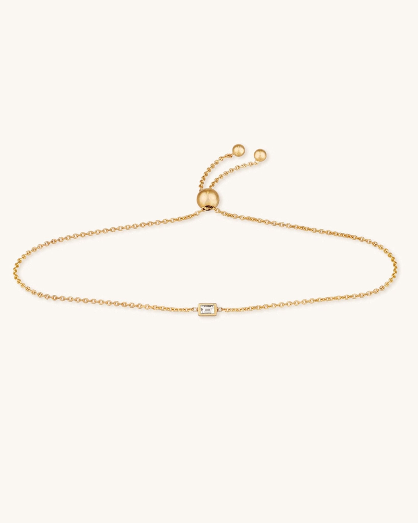 Single Baguette Diamond Bolo Bracelet - Sparkle Society