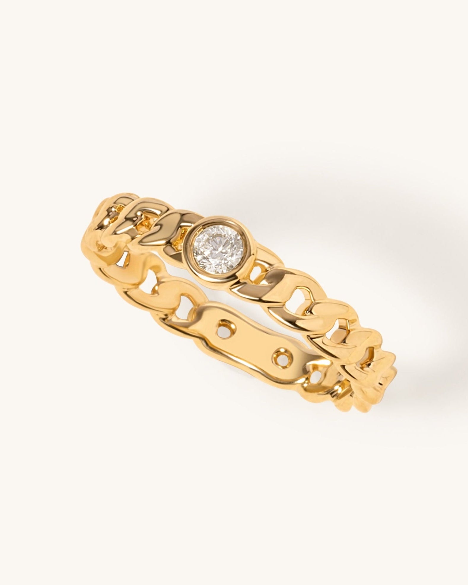 Single Diamond Cuban Link Ring - Sparkle Society