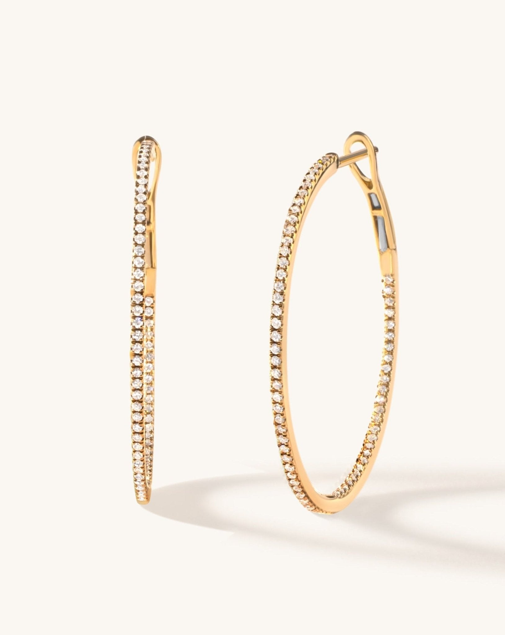 Slim Diamond Hoop Earrings - Sparkle Society