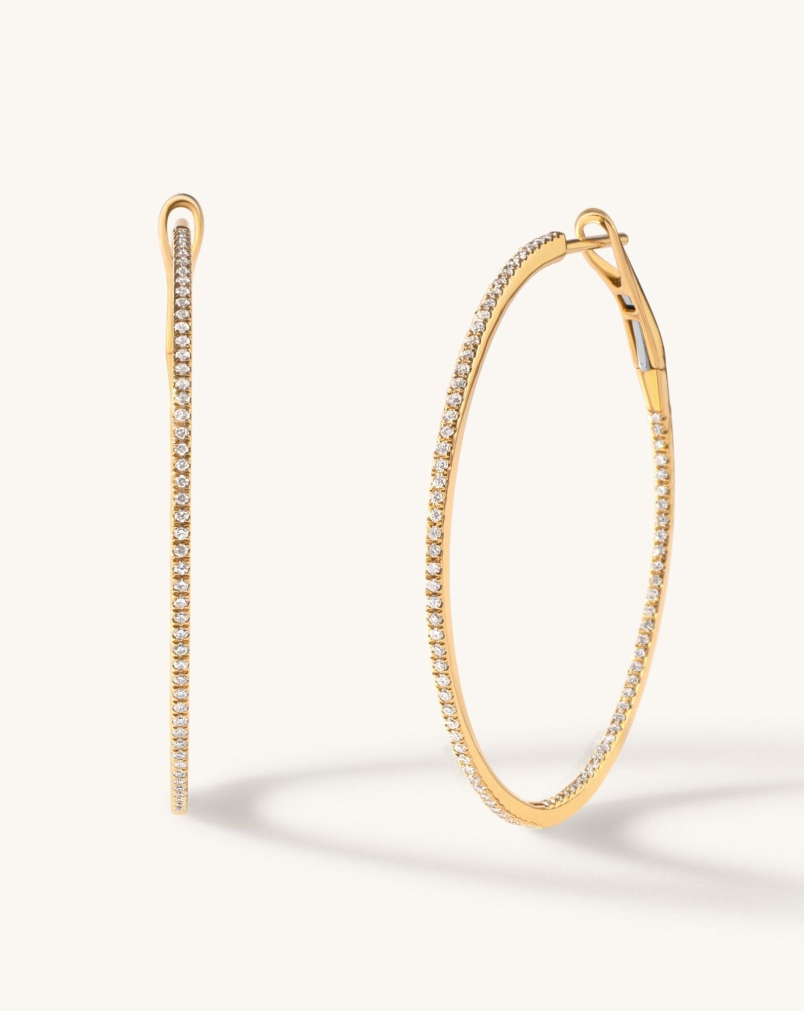 Slim Diamond Hoop Earrings - Sparkle Society