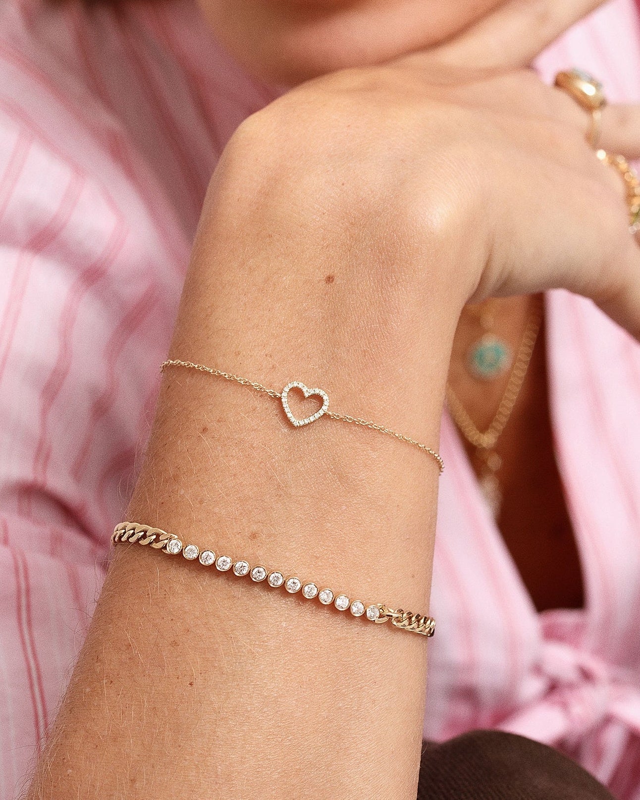 Small Diamond Heart Bracelet - Sparkle Society