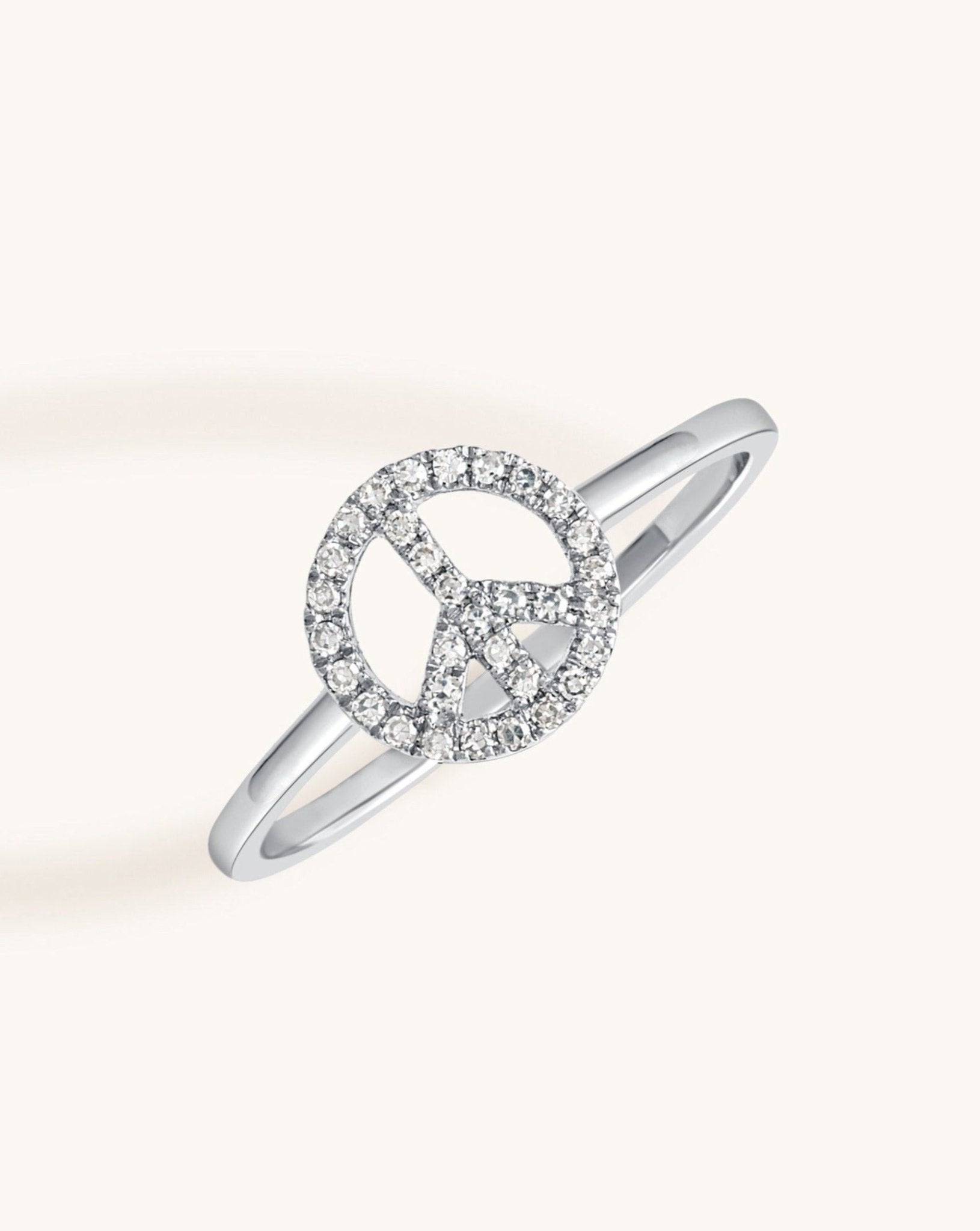 Small Diamond Peace Sign Ring - Sparkle Society
