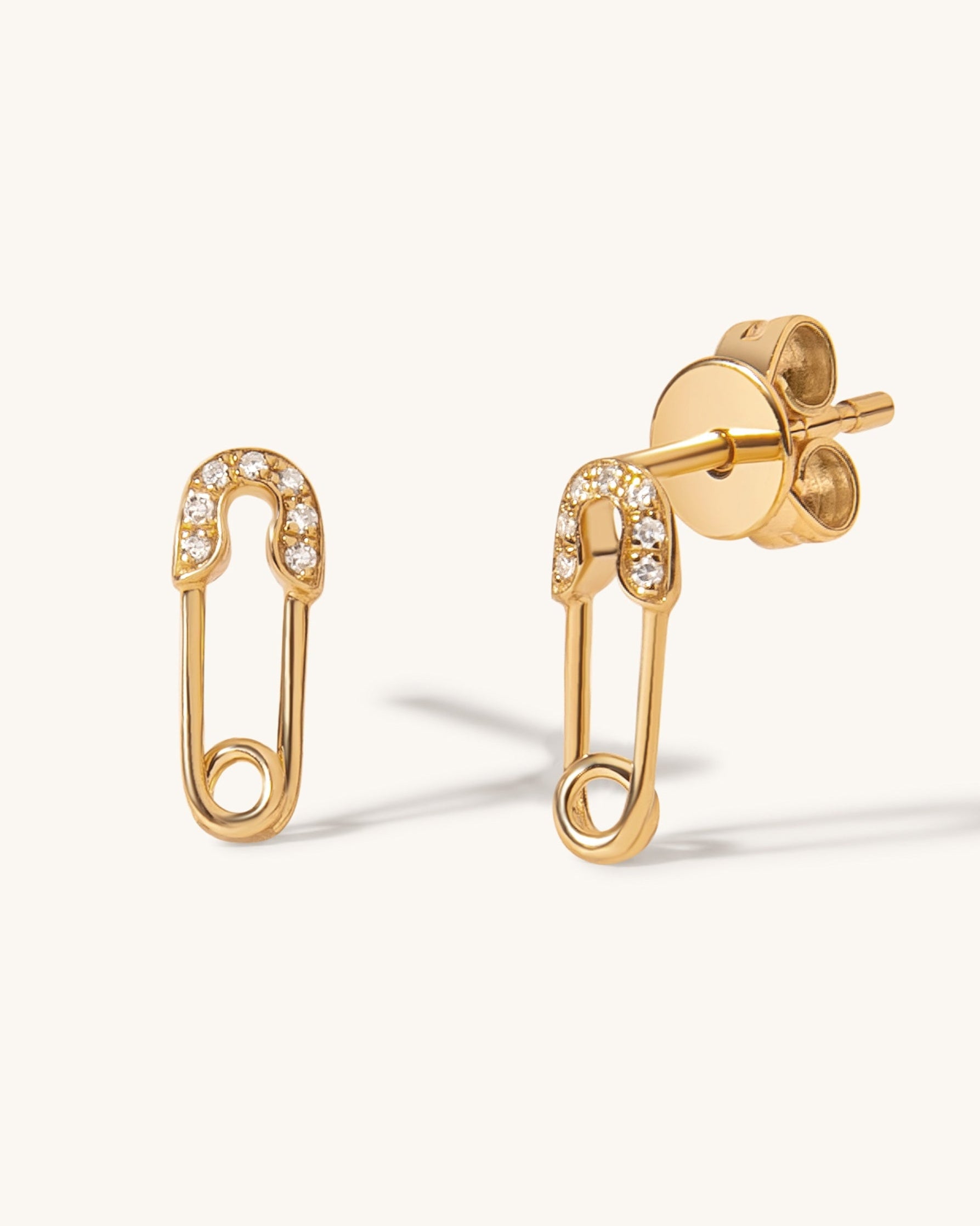 Small Diamond Safety Pin Studs - Sparkle Society