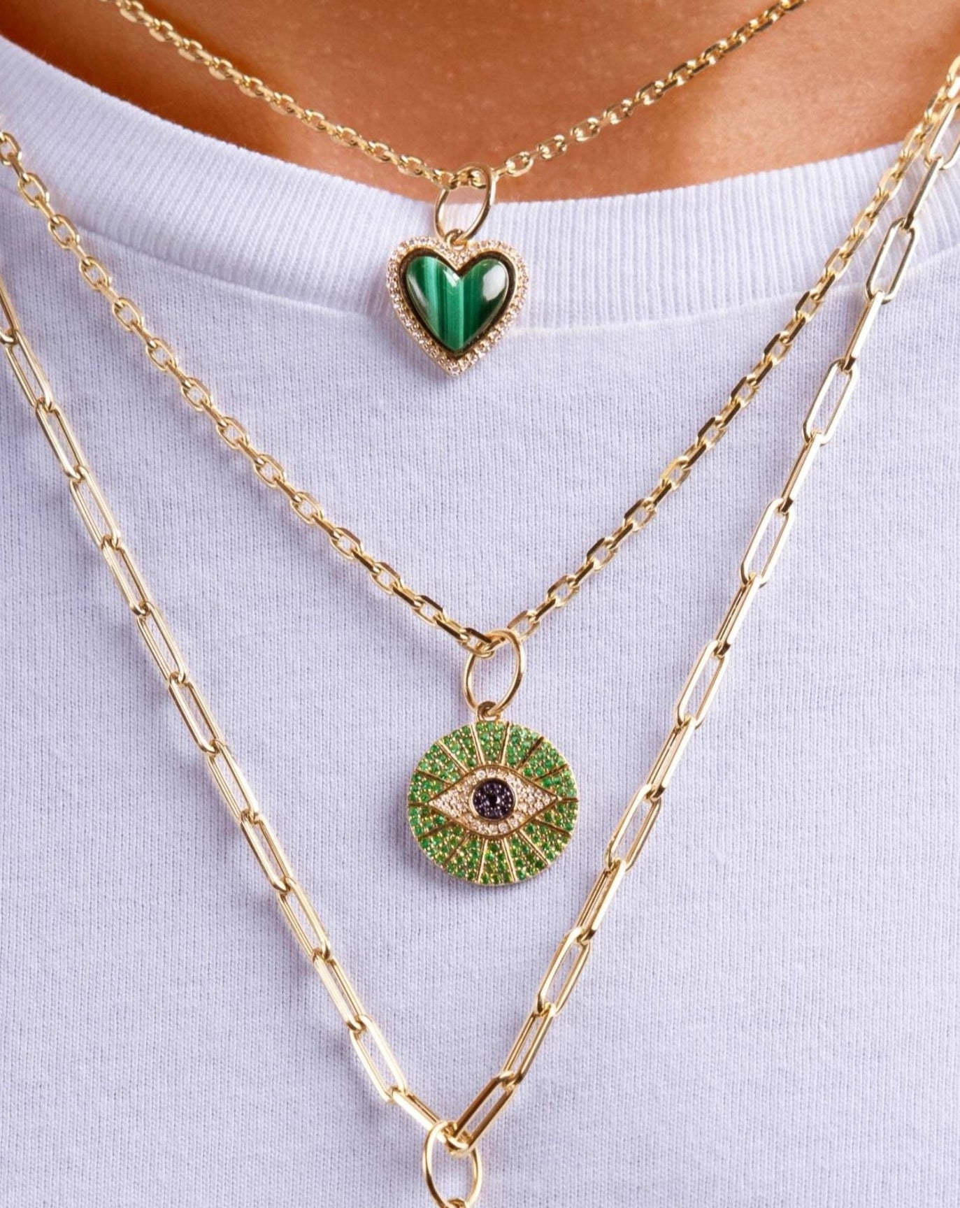 Small Gemstone Evil Eye Necklace Charm - Sparkle Society