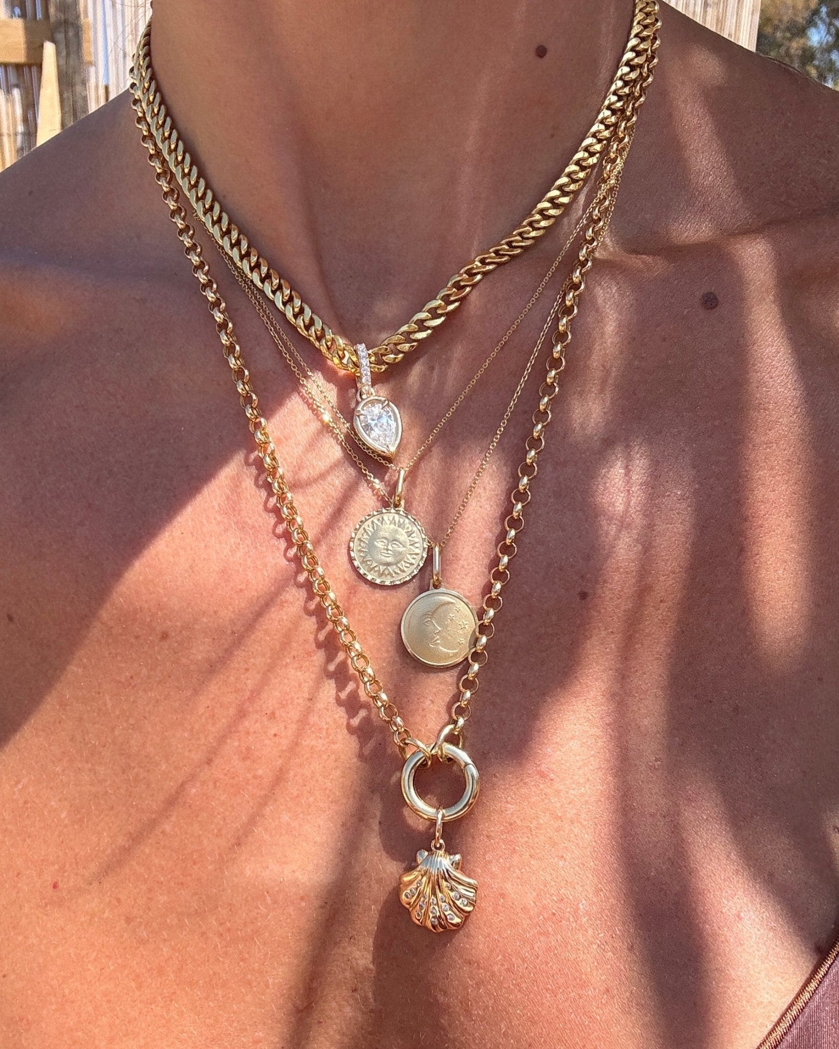 Small Gold and Diamond Seashell Charm - Sparkle Society
