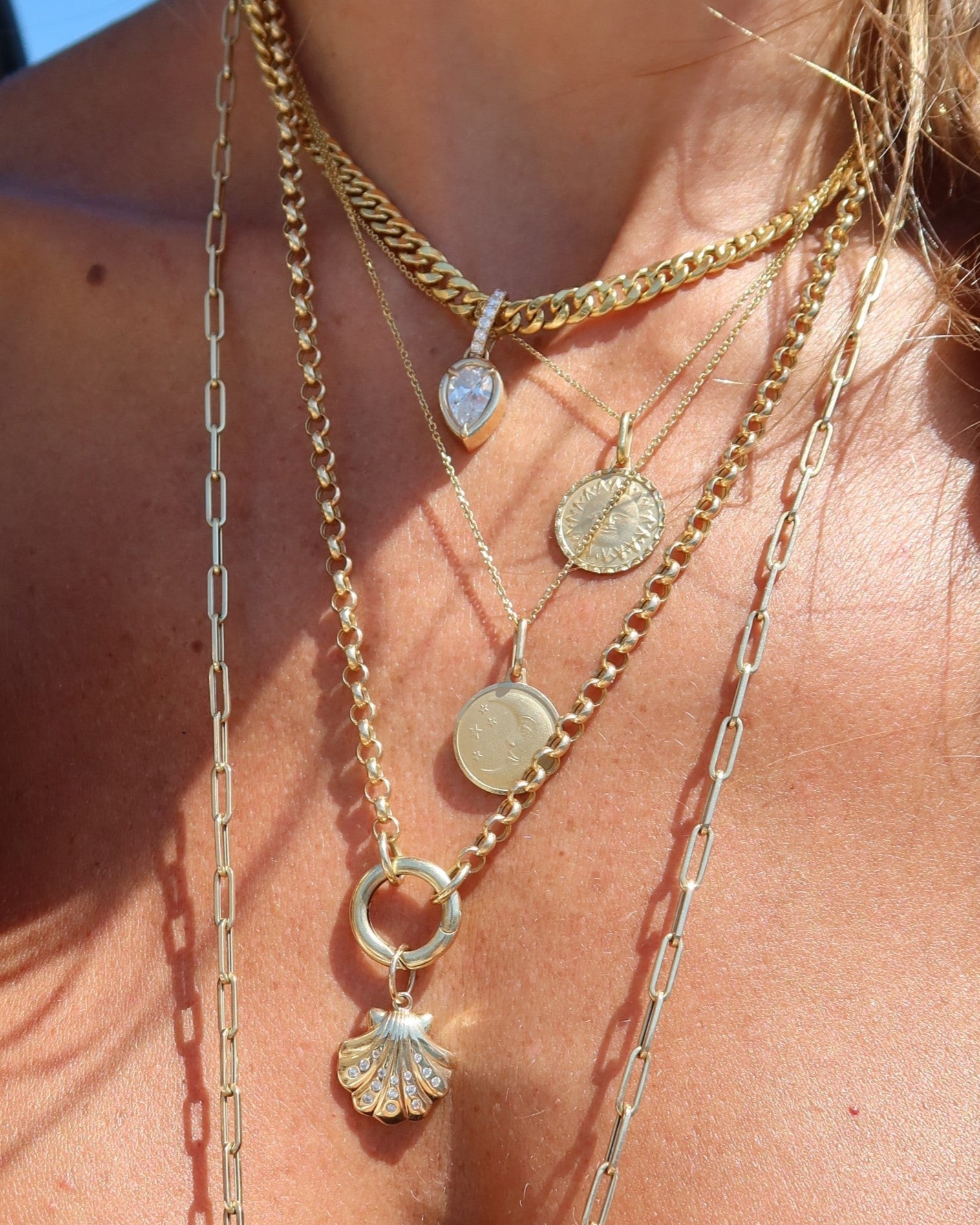Small Gold and Diamond Seashell Charm - Sparkle Society
