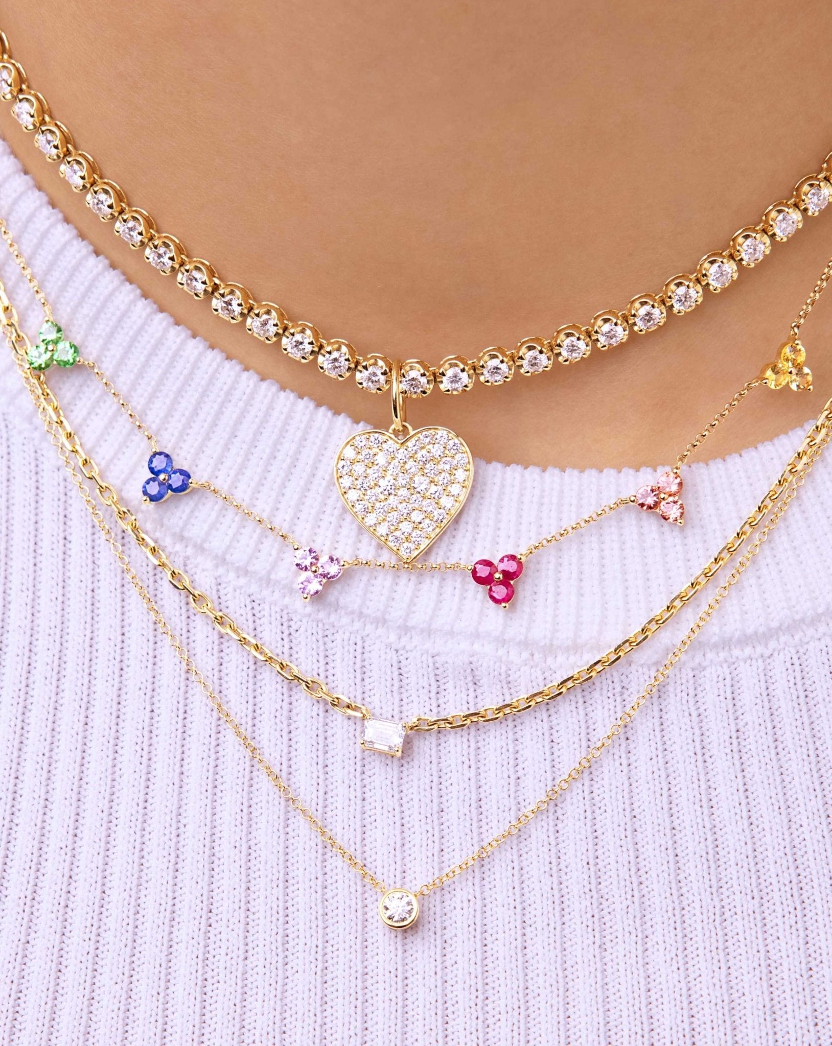 Small Pave Diamond Heart Necklace Charm - Sparkle Society