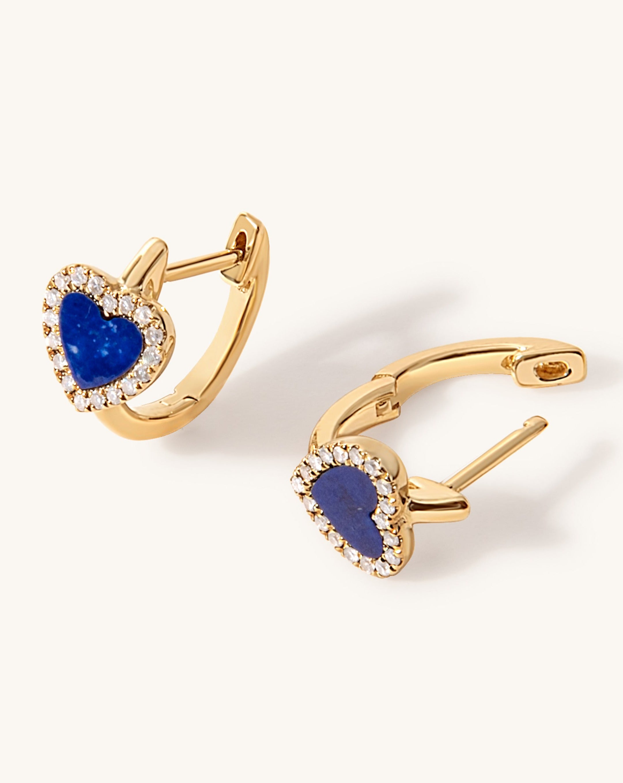 Small Pave Outline Gemstone Heart Huggie Earrings - Sparkle Society
