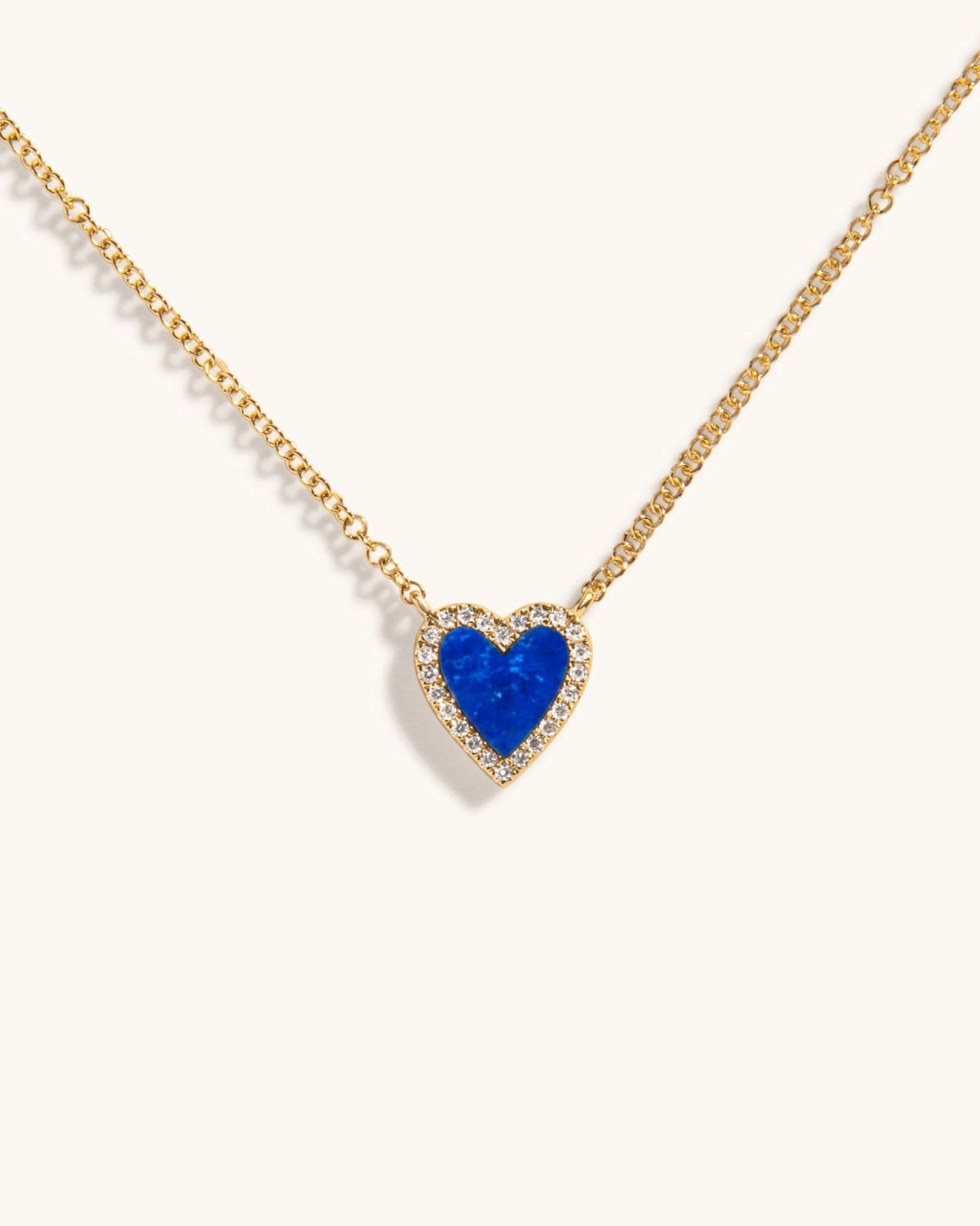 Small Pave Outline Gemstone Heart Necklace - Sparkle Society