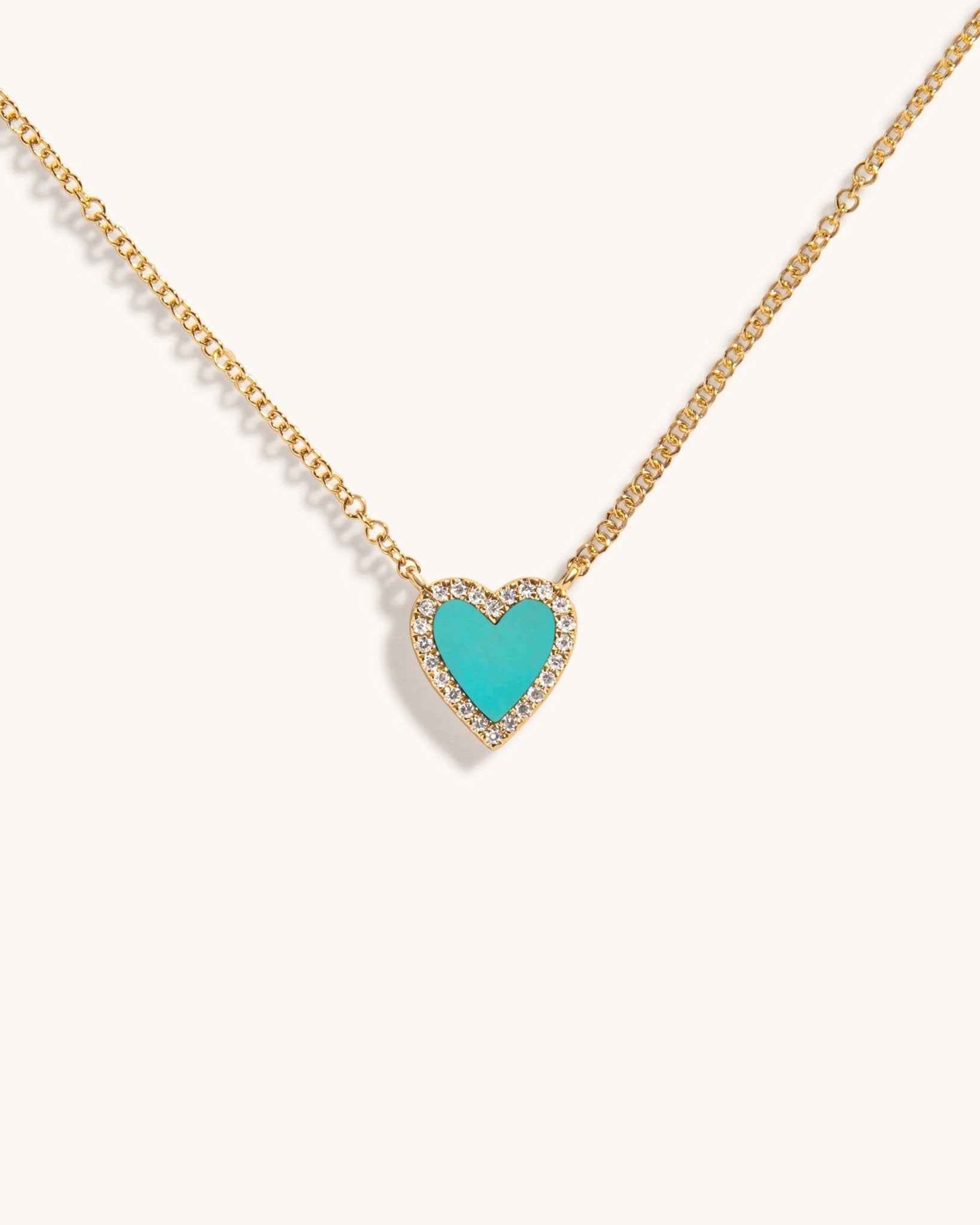 Small Pave Outline Gemstone Heart Necklace - Sparkle Society