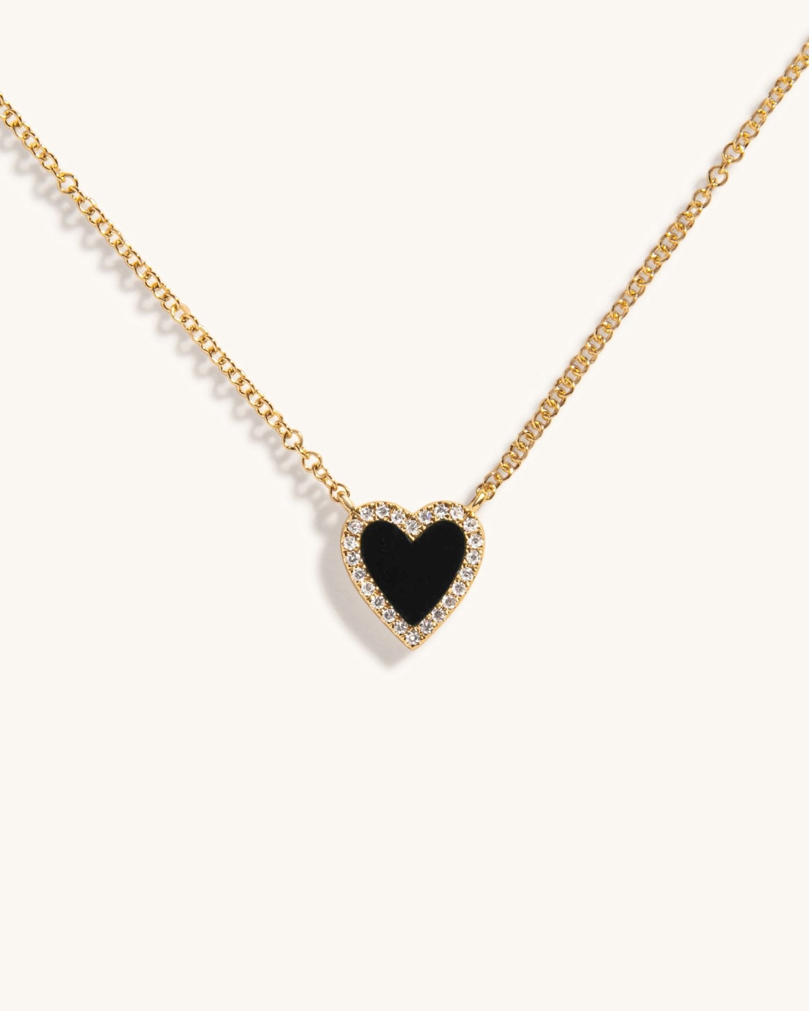 Small Pave Outline Gemstone Heart Necklace - Sparkle Society