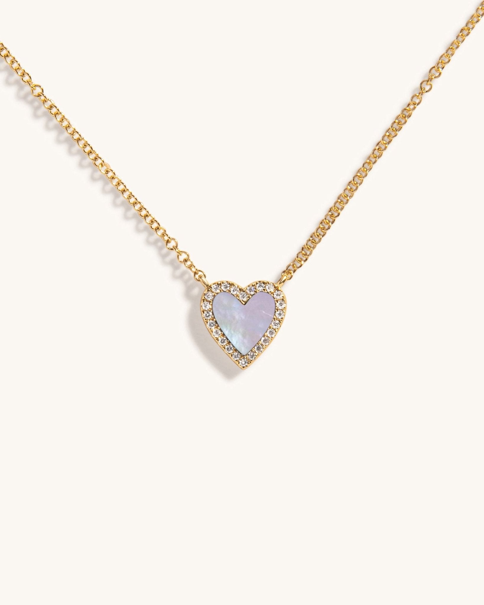 Small Pave Outline Gemstone Heart Necklace - Sparkle Society