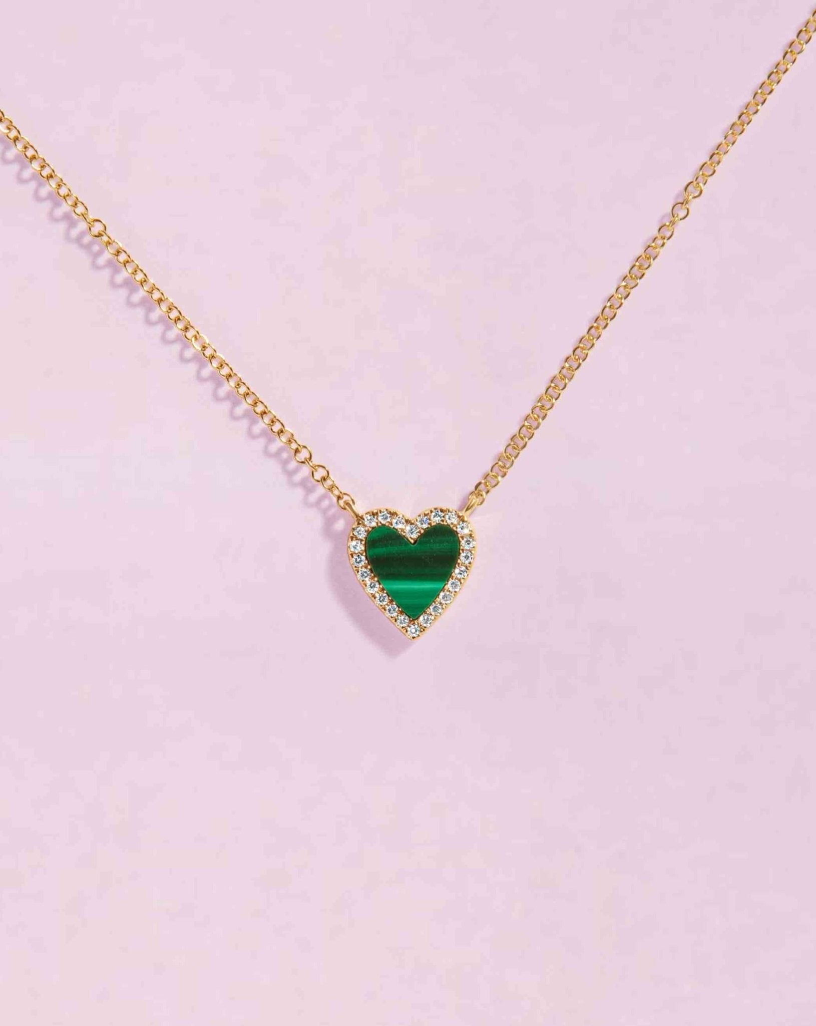 Small Pave Outline Gemstone Heart Necklace - Sparkle Society