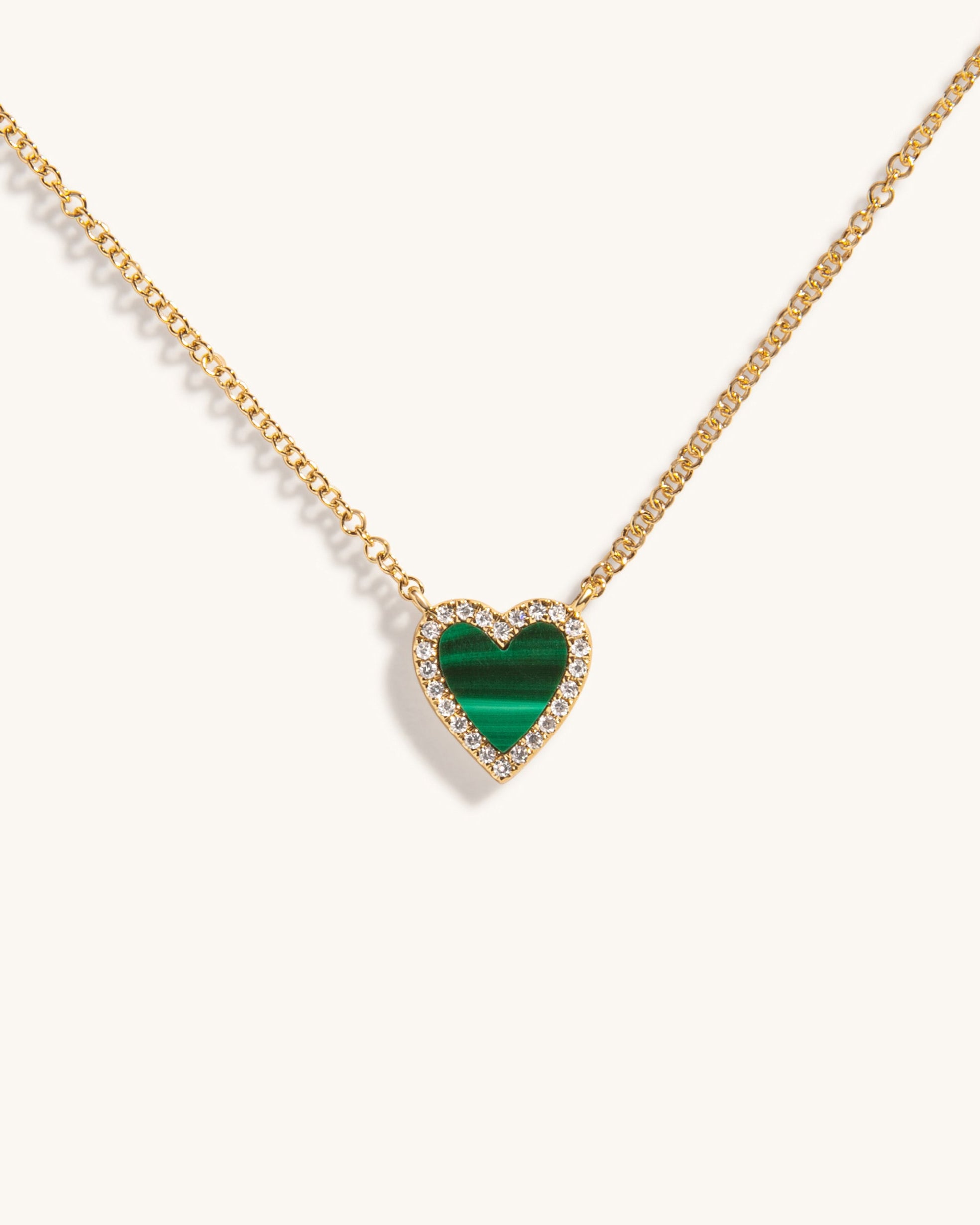 Small Pave Outline Gemstone Heart Necklace - Sparkle Society