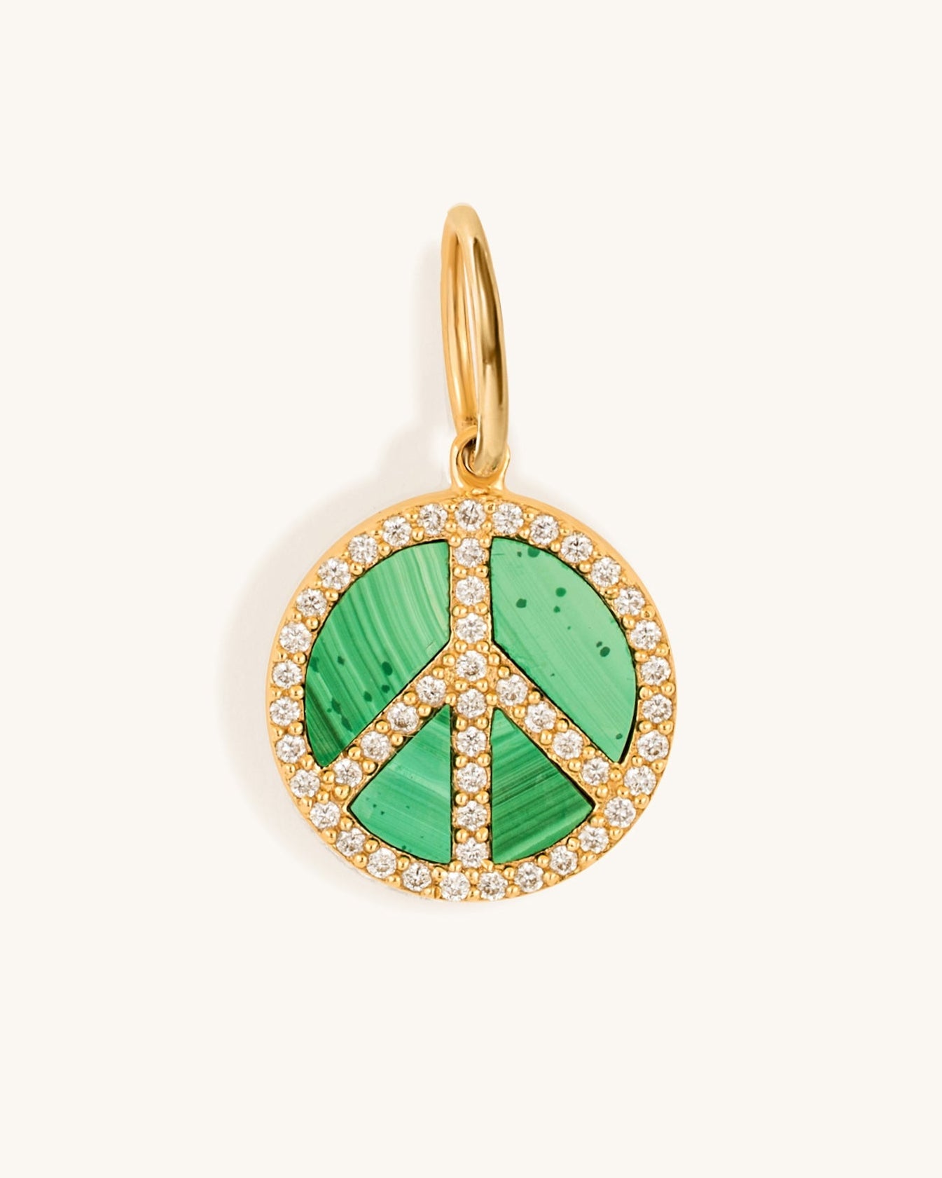Small Pave Outline Gemstone Peace Necklace Charm - Sparkle Society