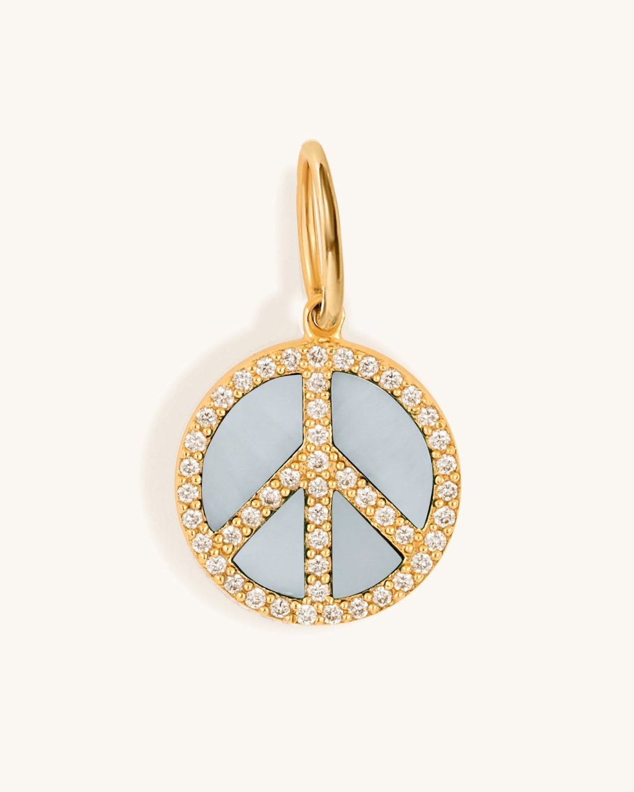 Small Pave Outline Gemstone Peace Necklace Charm - Sparkle Society