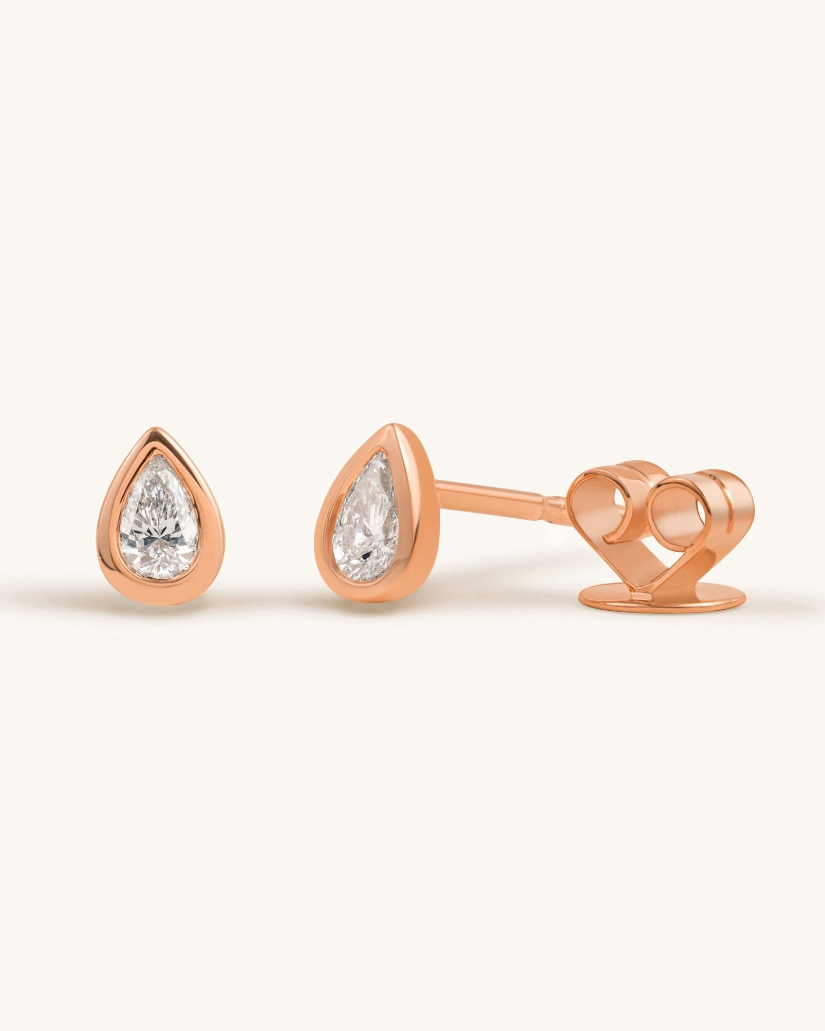 Small Pear Diamond Bezel Studs - Sparkle Society