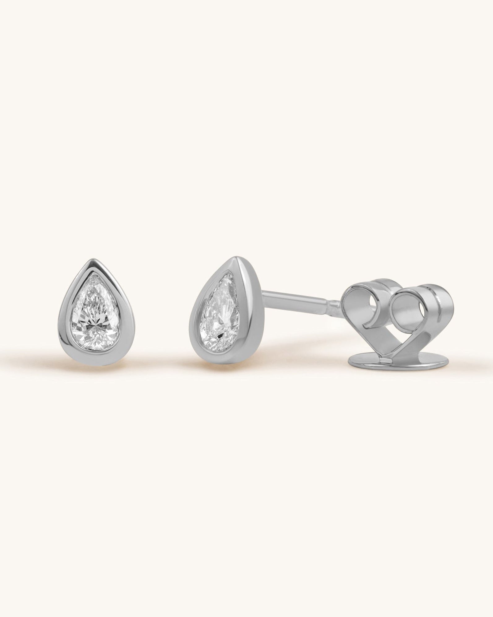 Small Pear Diamond Bezel Studs - Sparkle Society