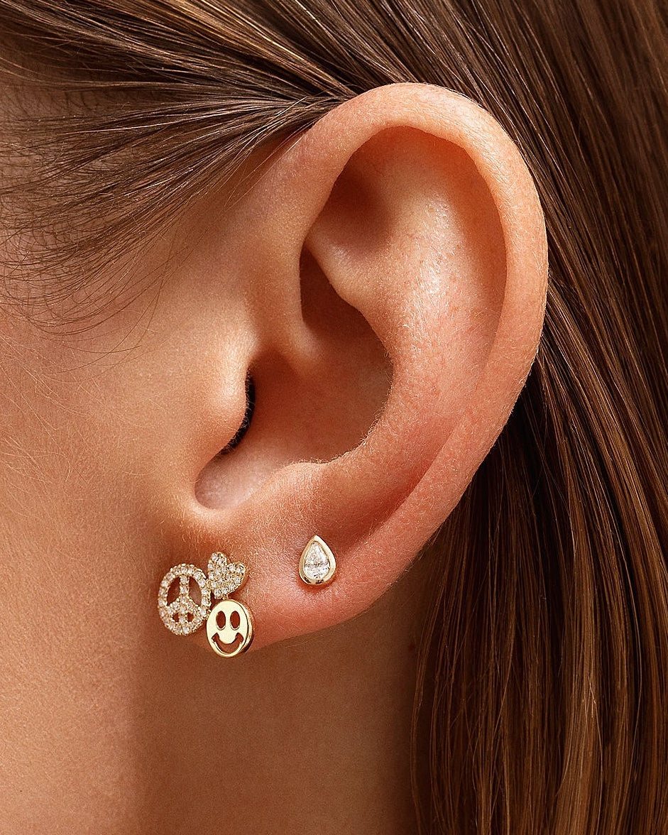 Small Pear Diamond Bezel Studs - Sparkle Society