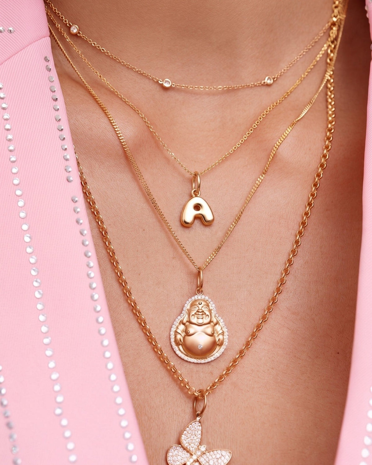 Small Solid Gold Bubble Font Initial Charm - Sparkle Society