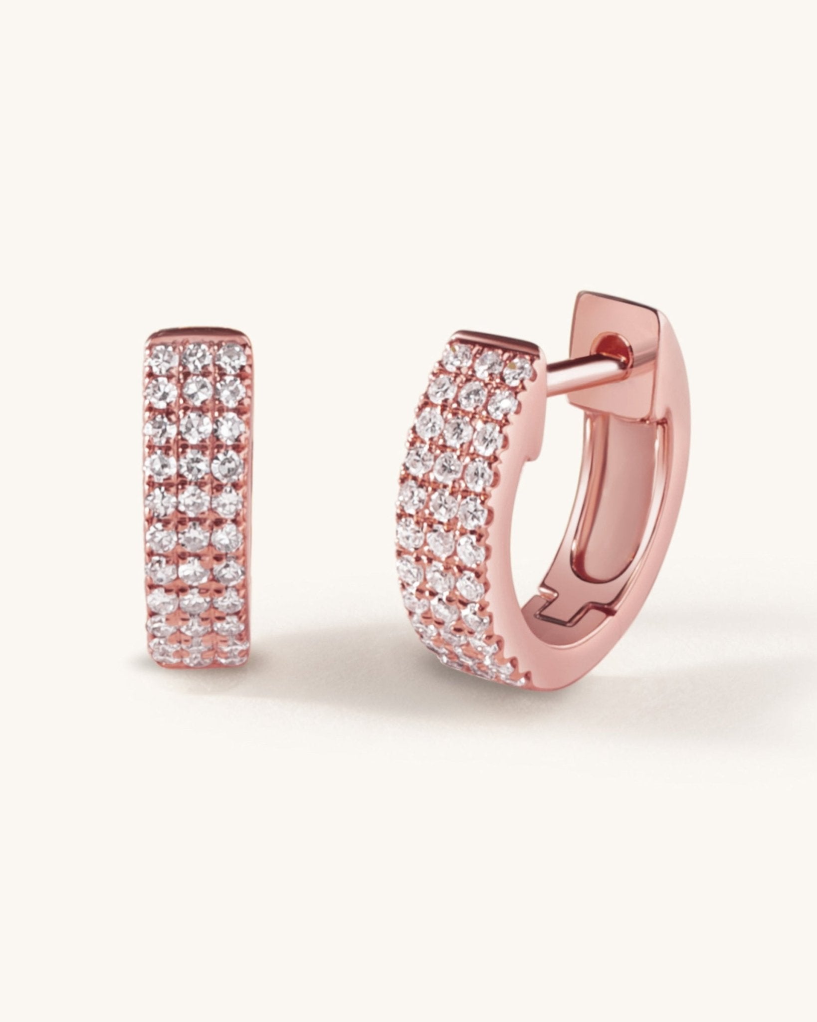 Small Triple Row Diamond Huggies - Sparkle Society