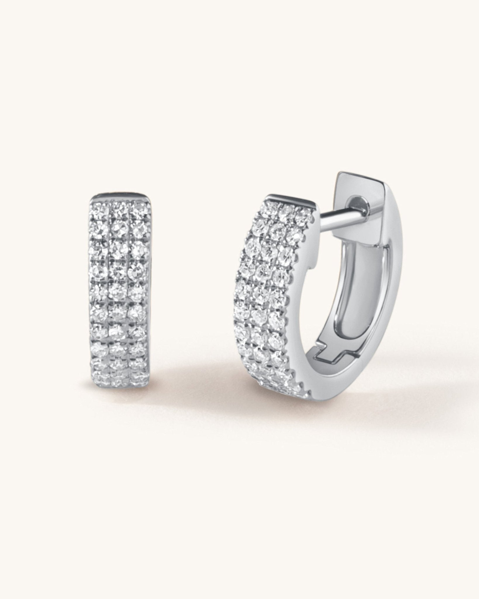 Small Triple Row Diamond Huggies - Sparkle Society