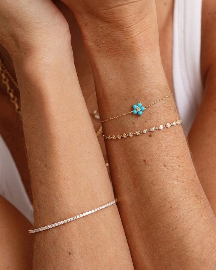 Small Turquoise Flower Bracelet - Sparkle Society