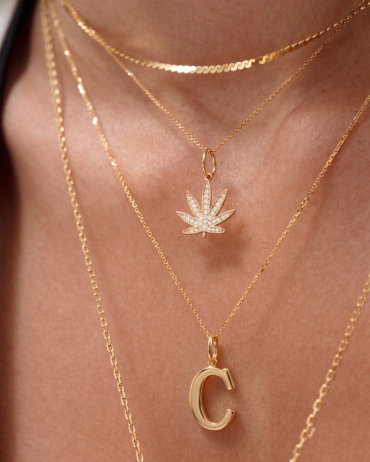 Solid Gold Block Initial Charm - Sparkle Society