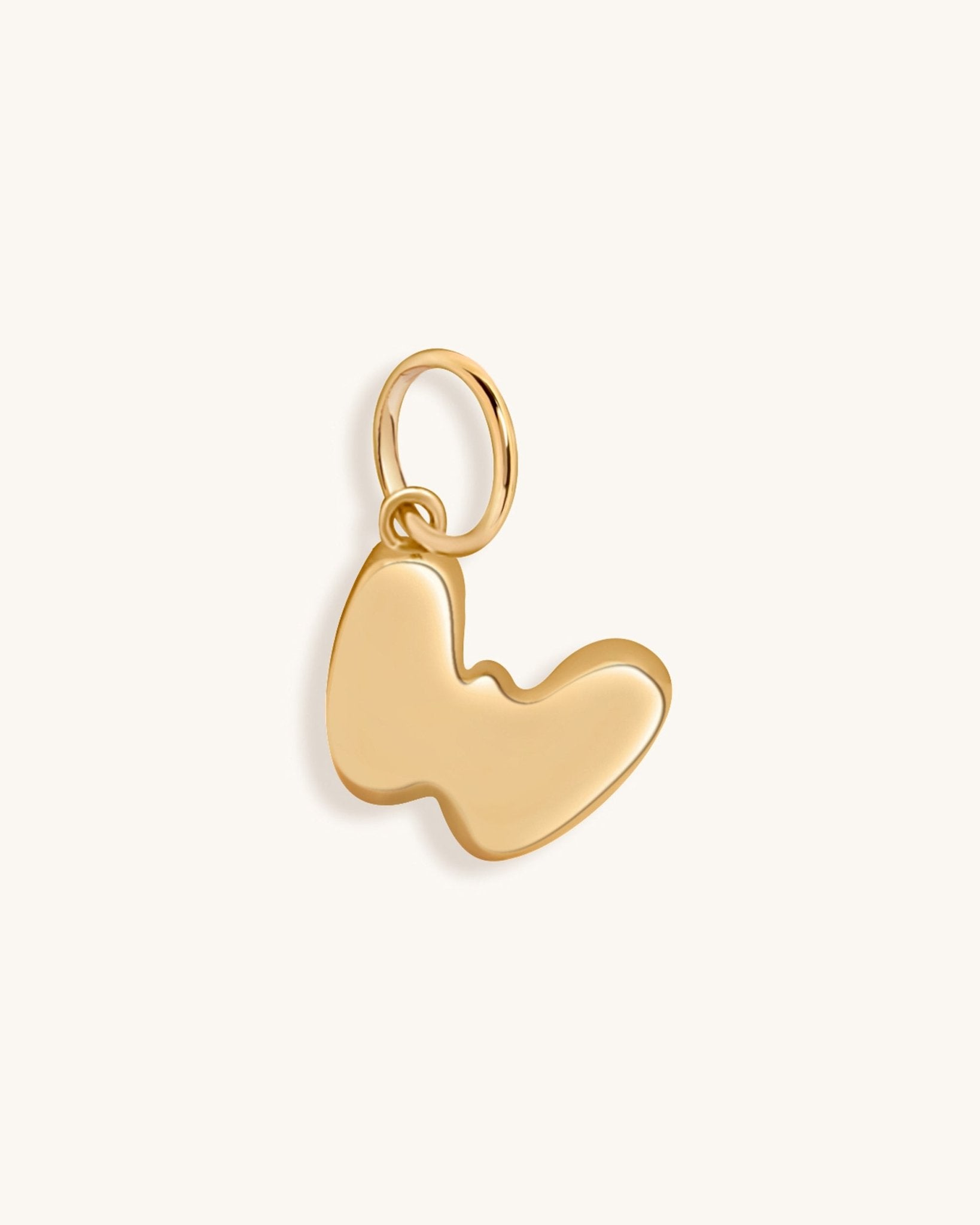 Solid Gold Bubble Font Initial Charm - Sparkle Society