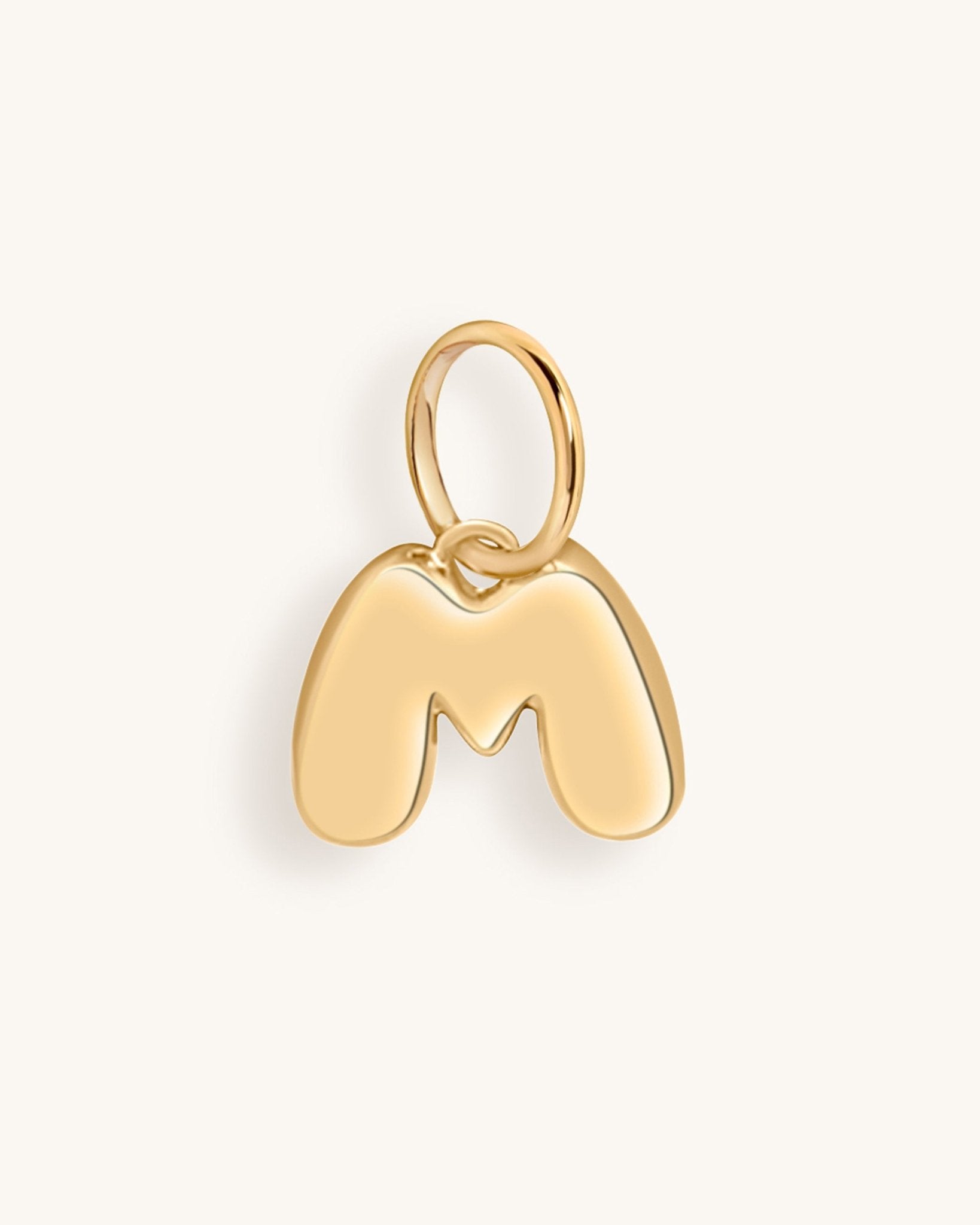 Solid Gold Bubble Font Initial Charm - Sparkle Society