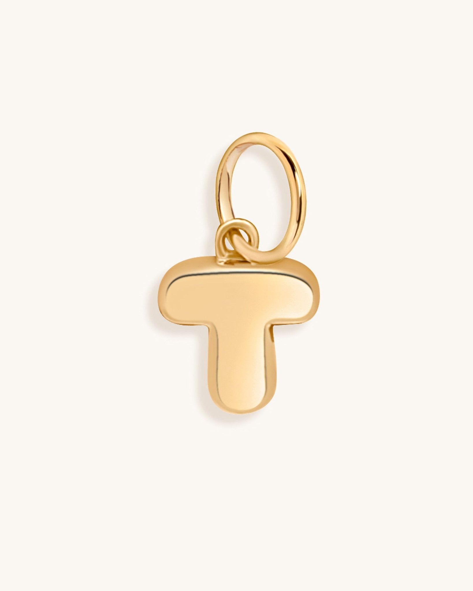 Solid Gold Bubble Font Initial Charm - Sparkle Society