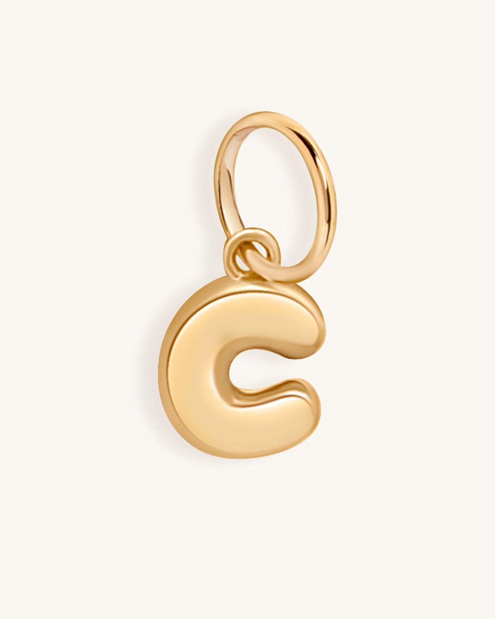 Solid Gold Bubble Font Initial Charm - Sparkle Society