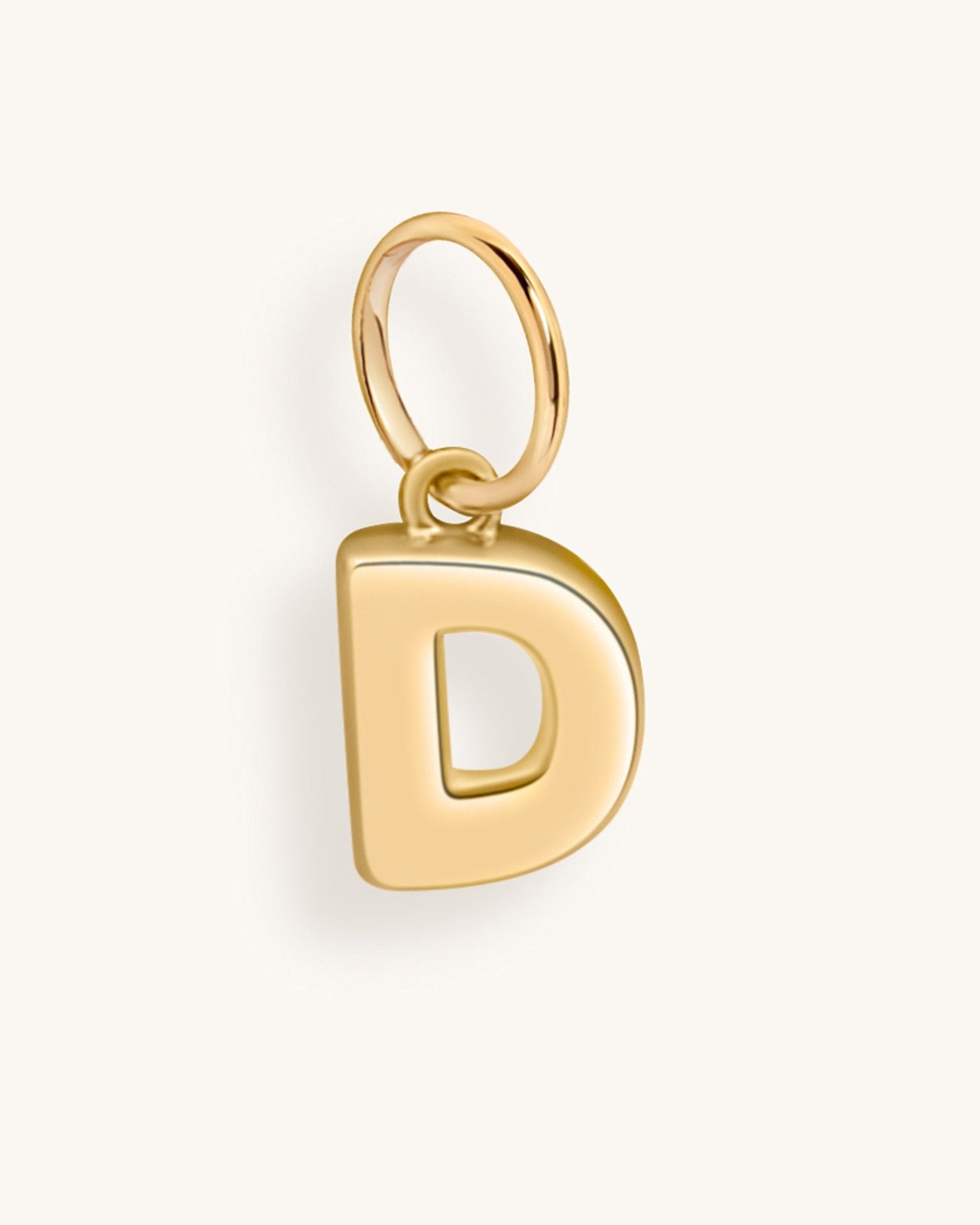 Solid Gold Bubble Font Initial Charm - Sparkle Society