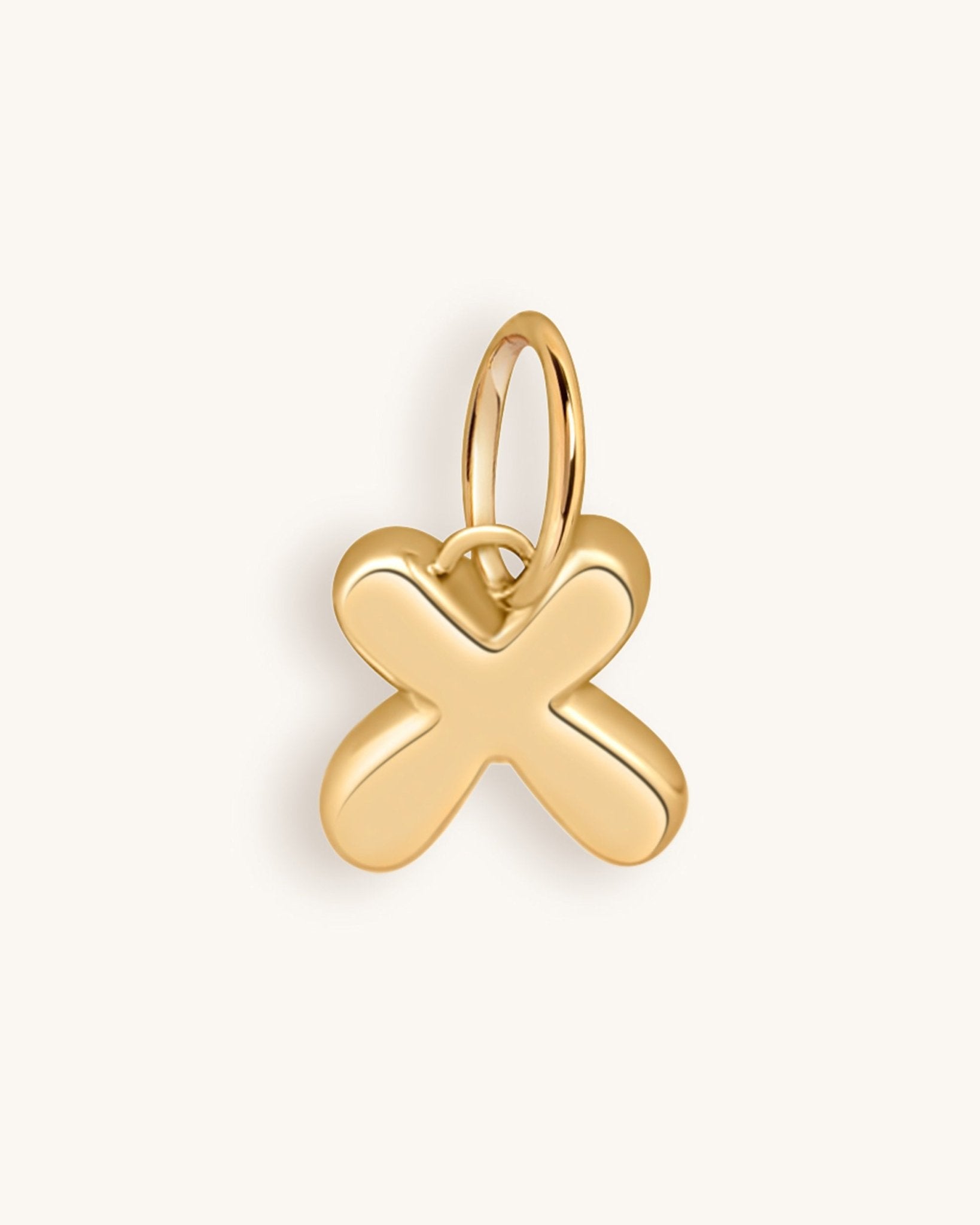 Solid Gold Bubble Font Initial Charm - Sparkle Society