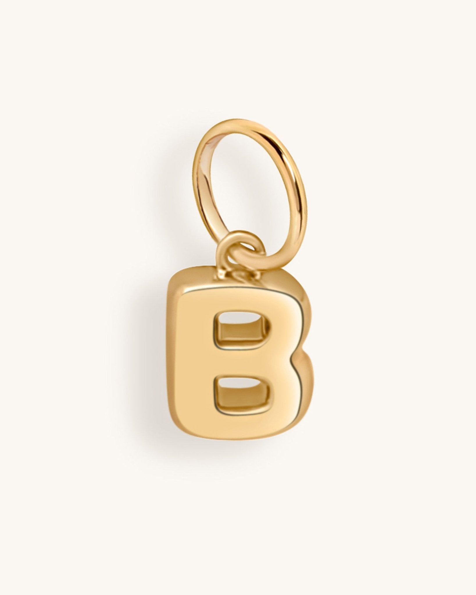Solid Gold Bubble Font Initial Charm - Sparkle Society