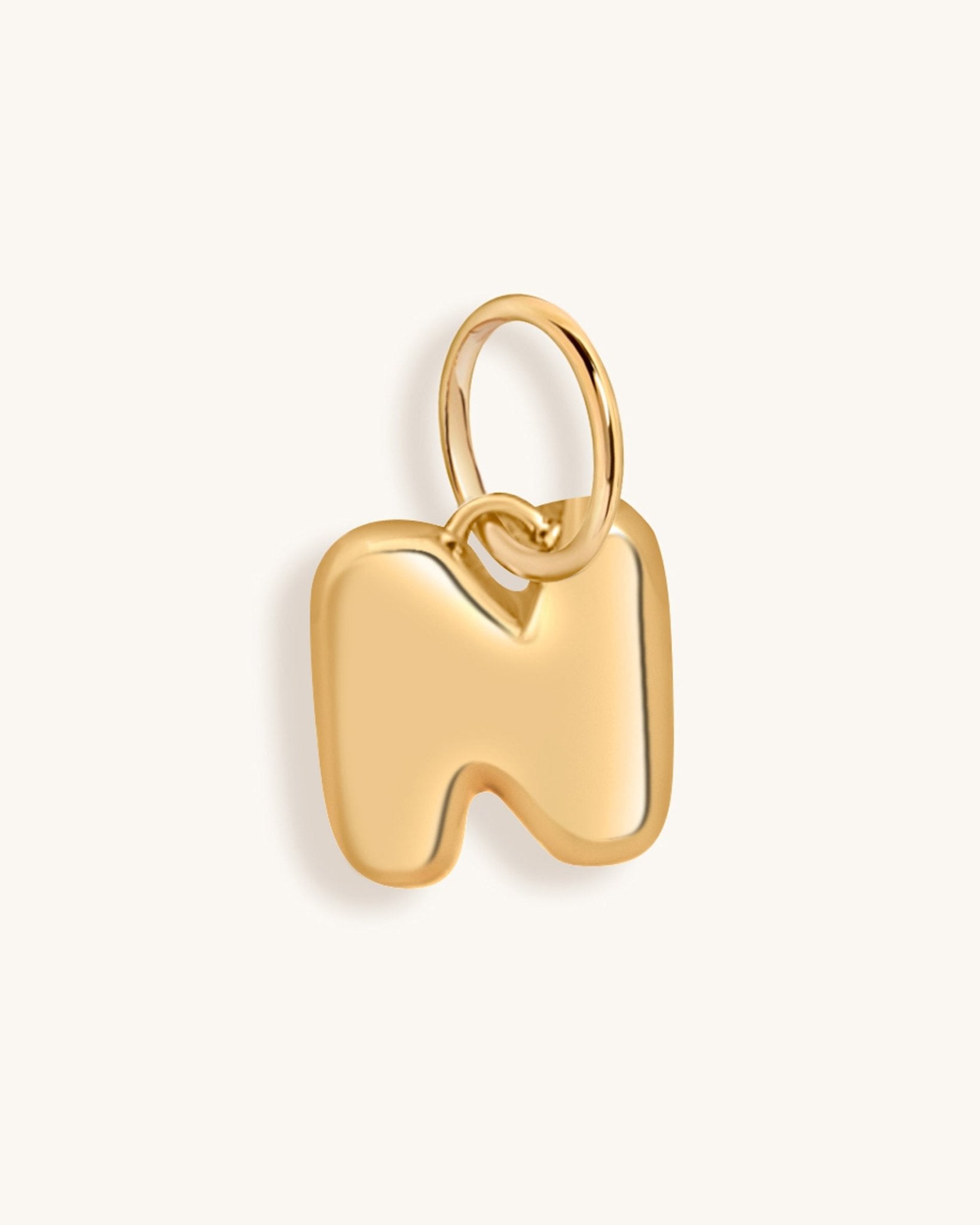 Solid Gold Bubble Font Initial Charm - Sparkle Society
