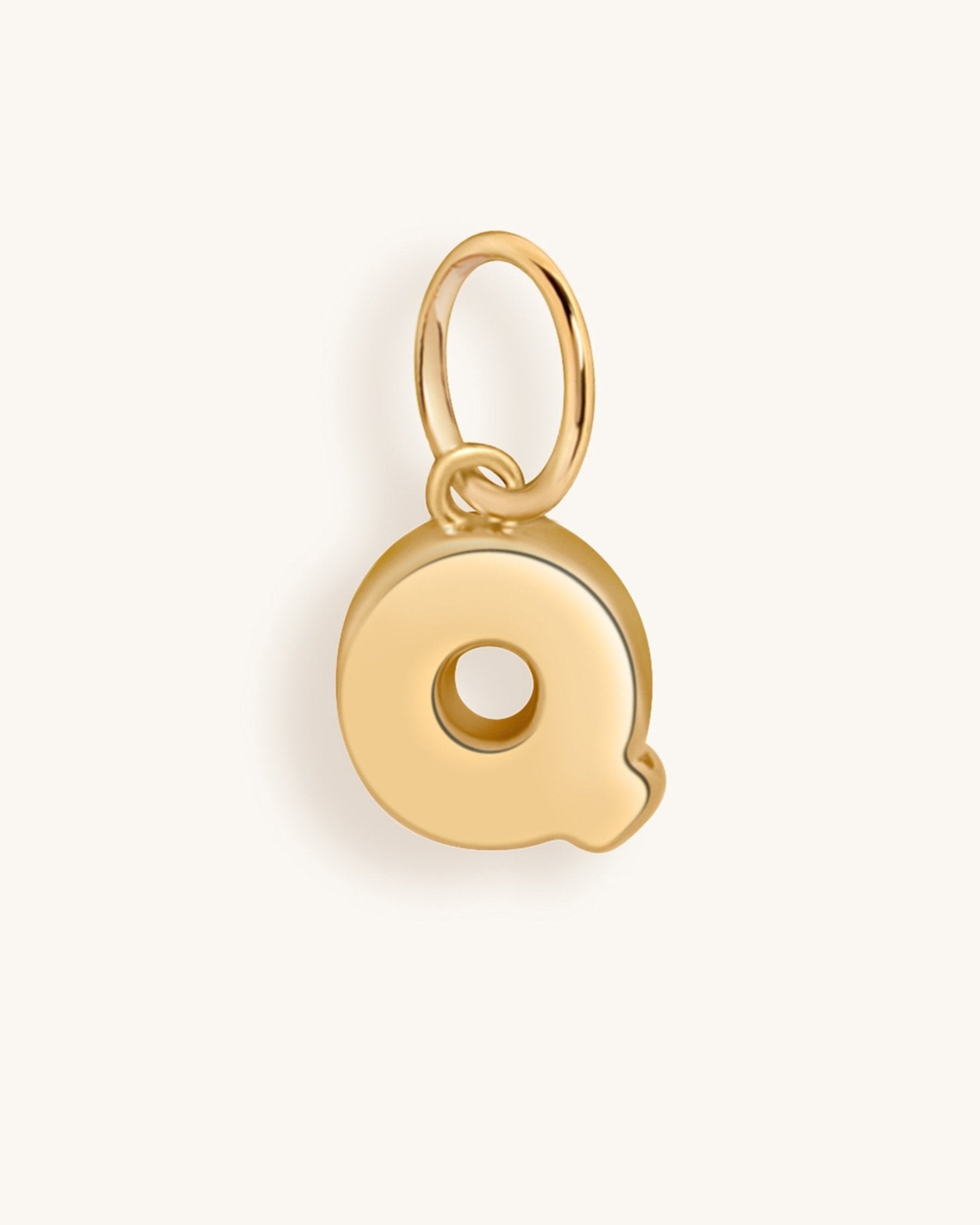 Solid Gold Bubble Font Initial Charm - Sparkle Society