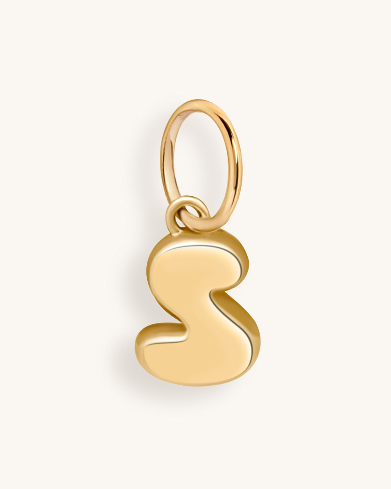 Solid Gold Bubble Font Initial Charm - Sparkle Society
