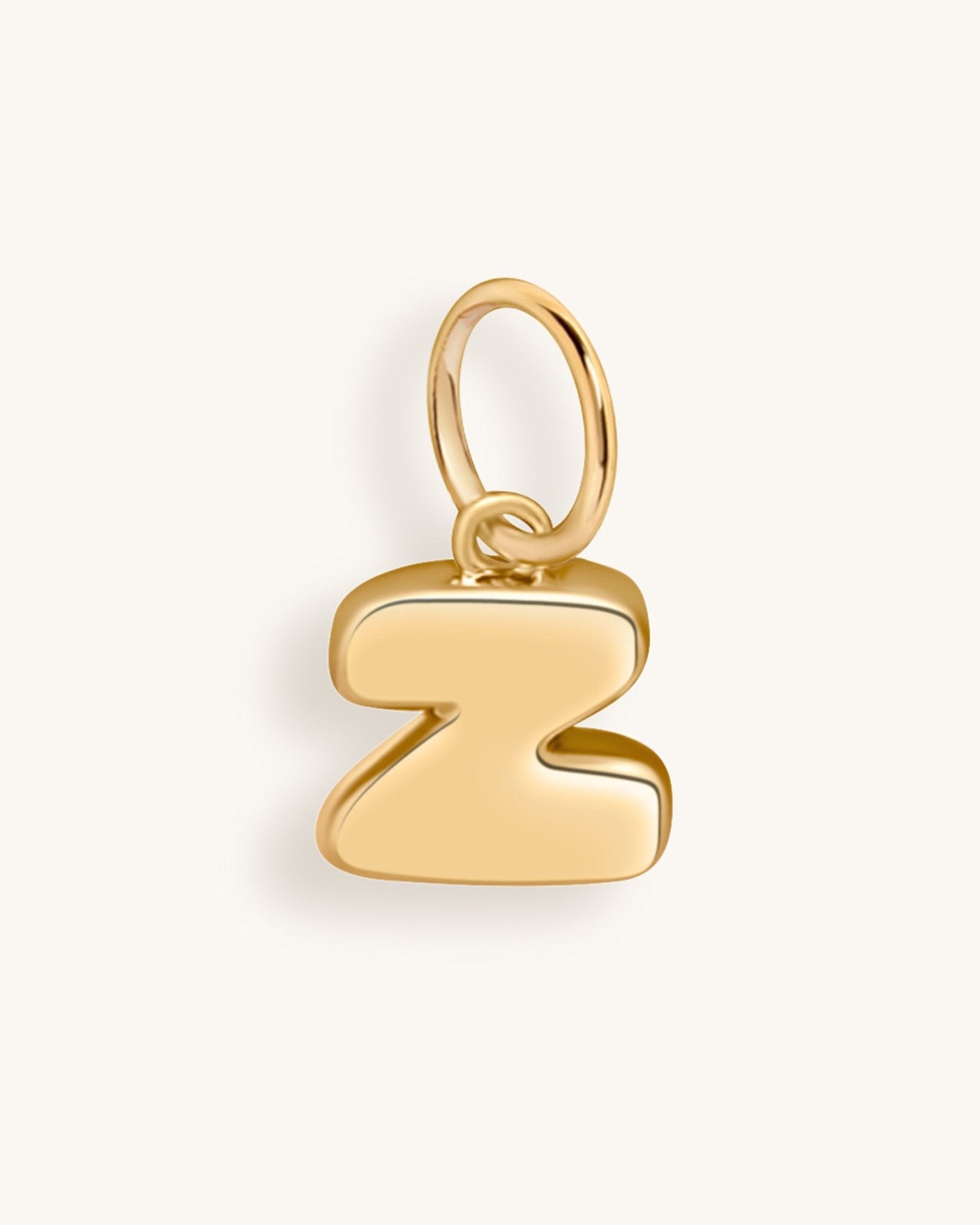 Solid Gold Bubble Font Initial Charm - Sparkle Society