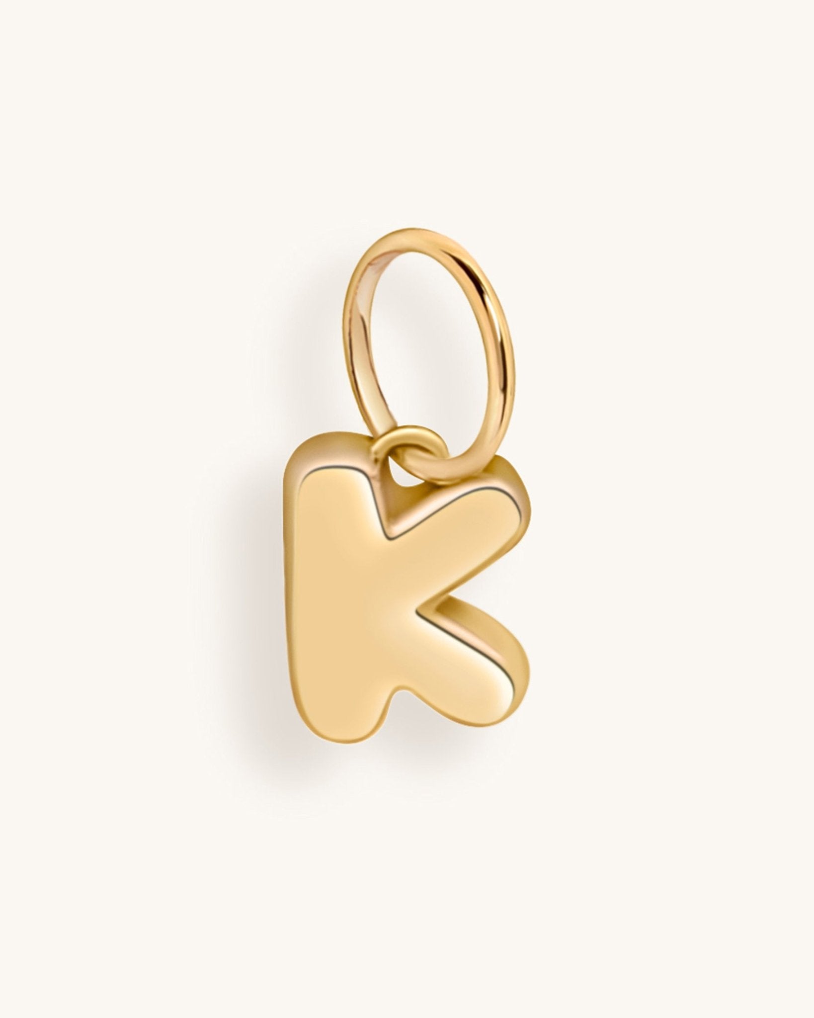 Solid Gold Bubble Font Initial Charm - Sparkle Society