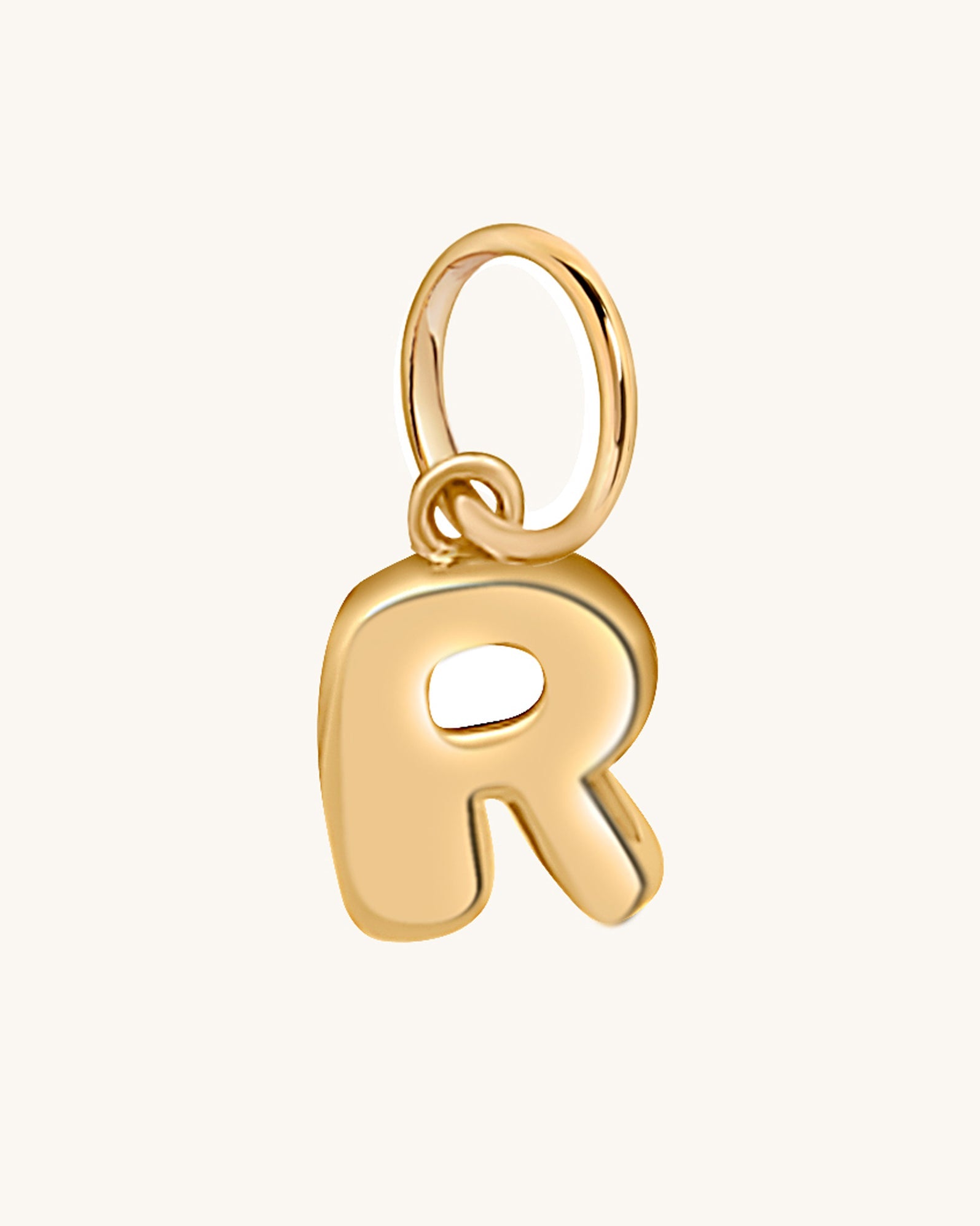 Solid Gold Bubble Font Initial Charm - Sparkle Society
